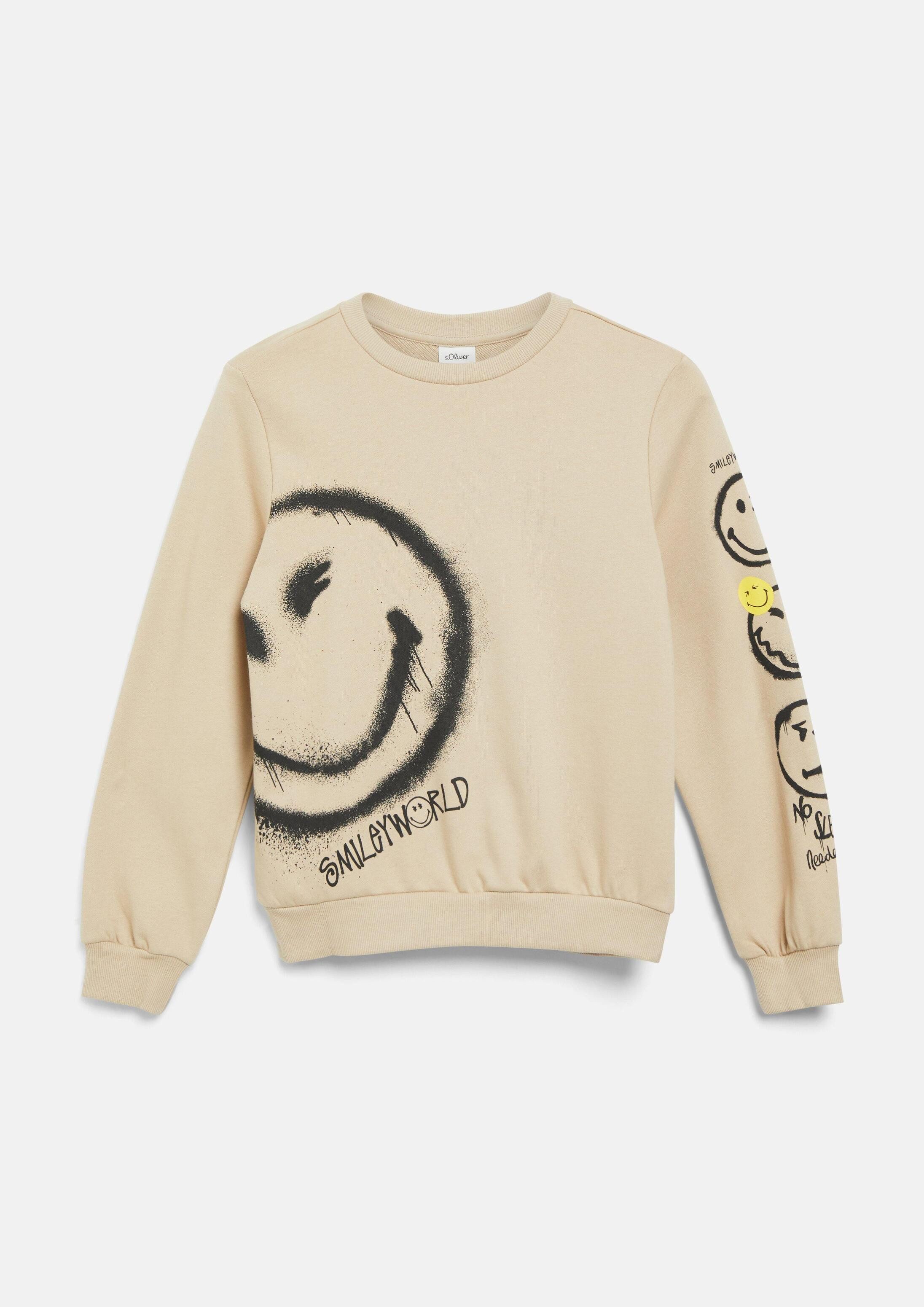 s.Oliver Langarmshirt Sweatshirt Smiley® Sweatshirt mit Front- und Ärmelprint