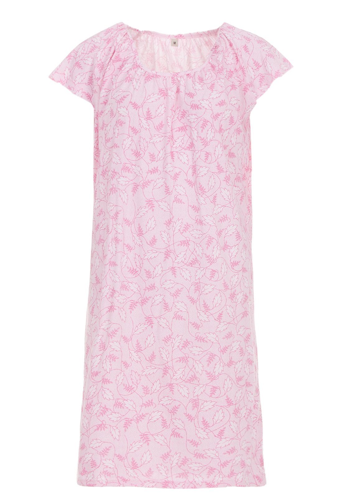 Kurzarm Blätterranken zeitlos rosa - Nachthemd Nachthemd