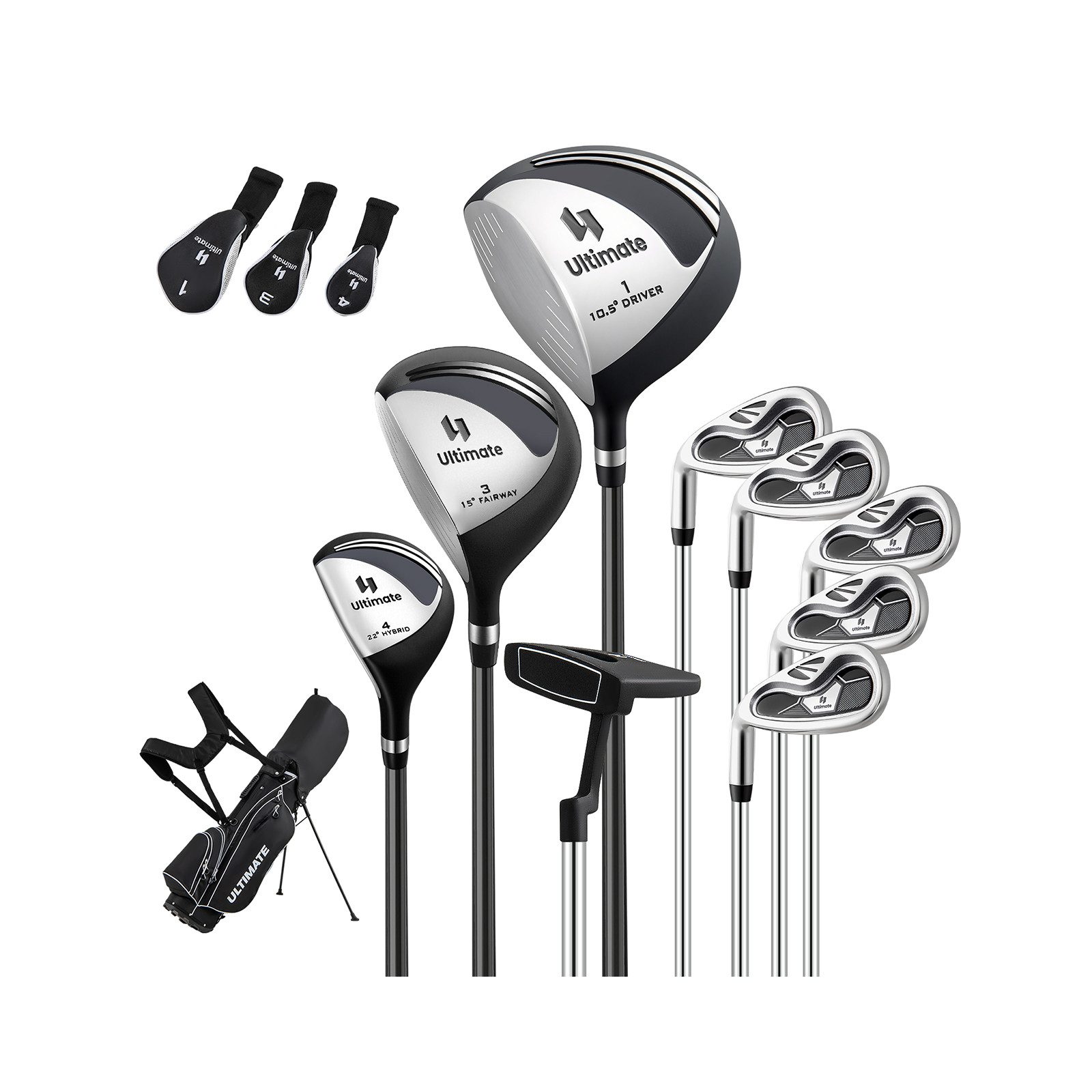 COSTWAY Golfschläger + Golfbag, 9 teiliges Golfset linkshändig mit Golftasche