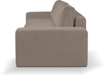 WERK2 Schlafsofa Hugo, Design 2-Sitzer Sofa in Cord mit Schlaffunktion & Bettkasten
