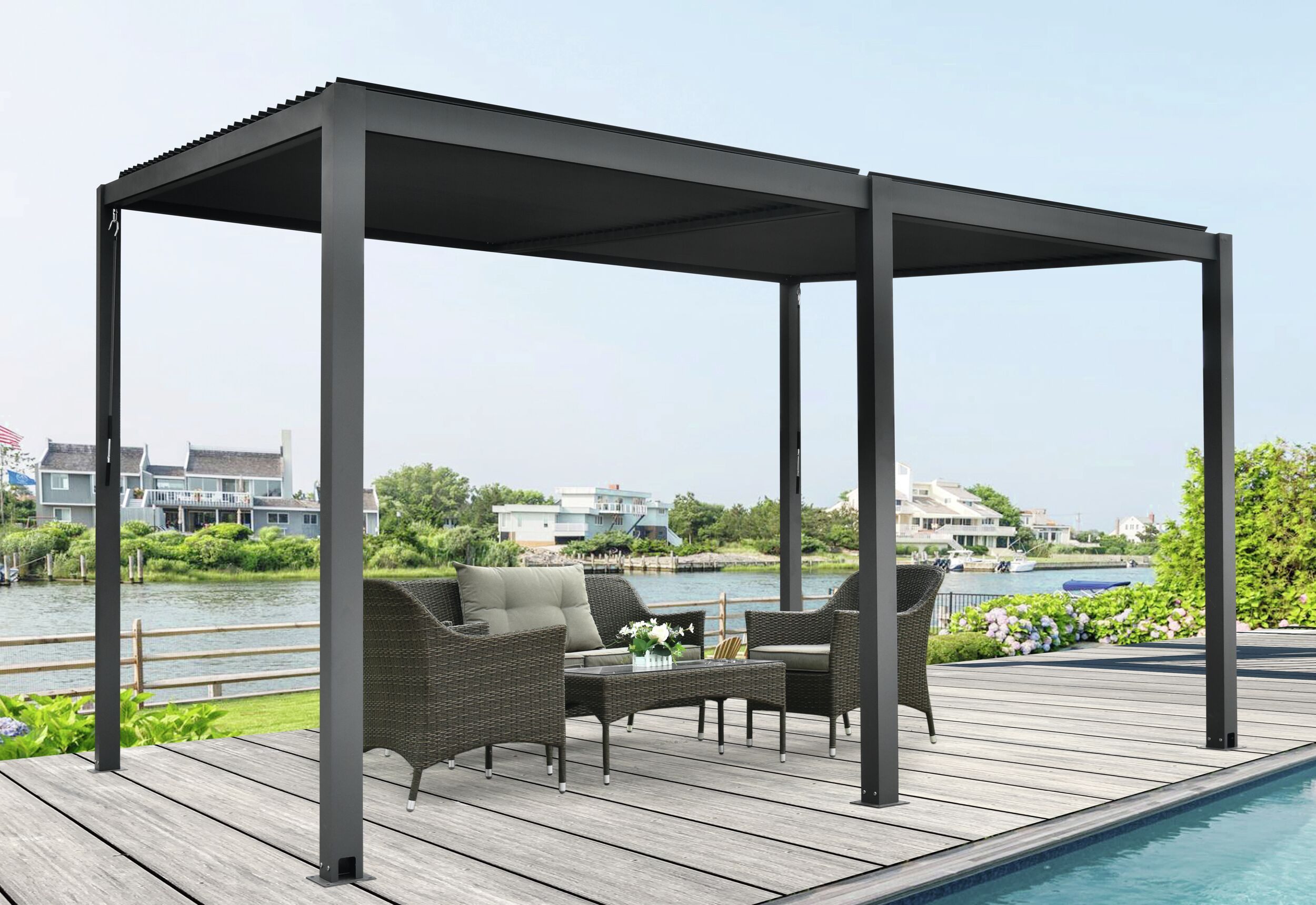 Floraworld Pergola, Mit Lamellendach zum Öffnen 400 x 310 x 253 cm