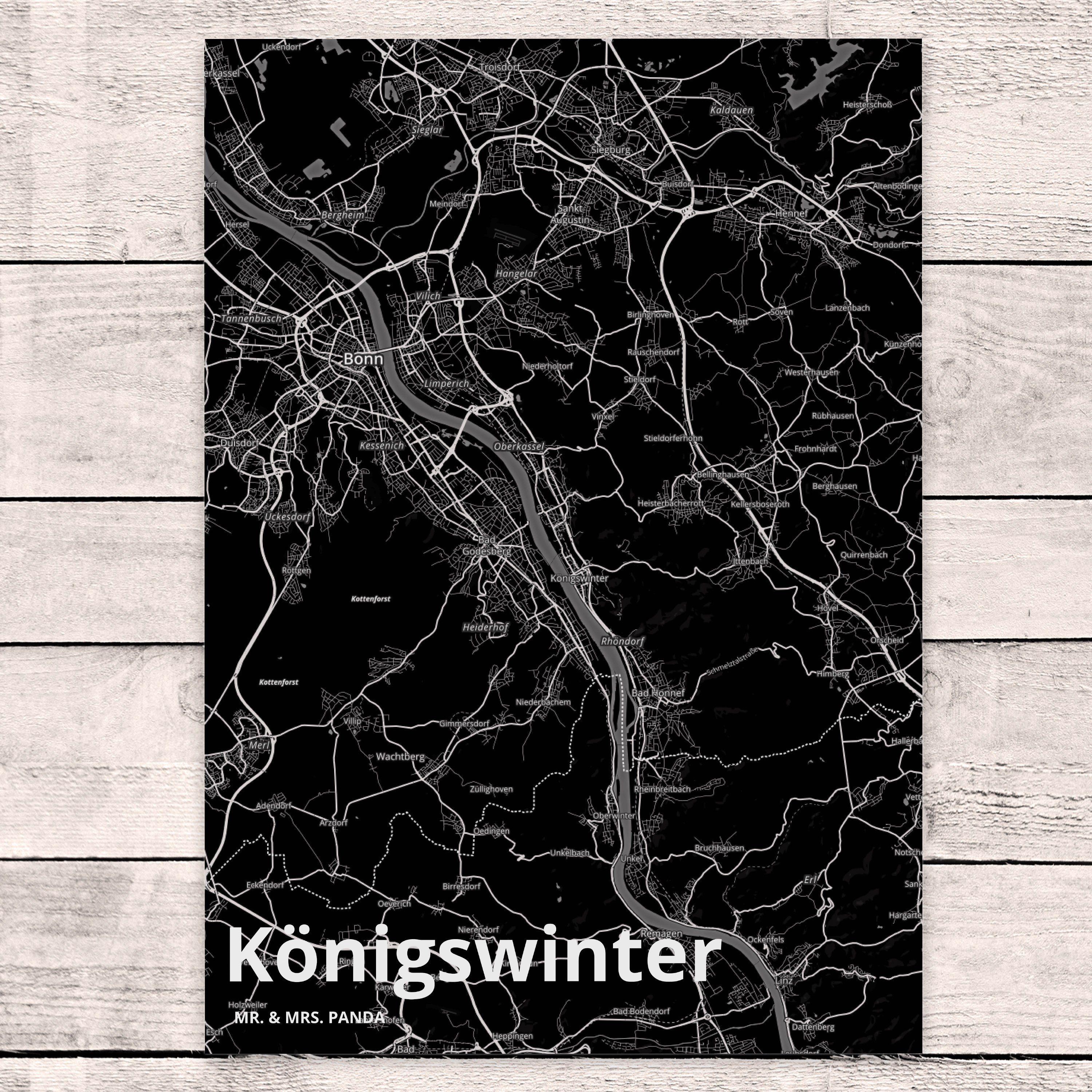 Postkarte & Mrs. Mr. Gr Königswinter Stadt, Panda Ansichtskarte, Ort, Geschenkkarte, - Geschenk,
