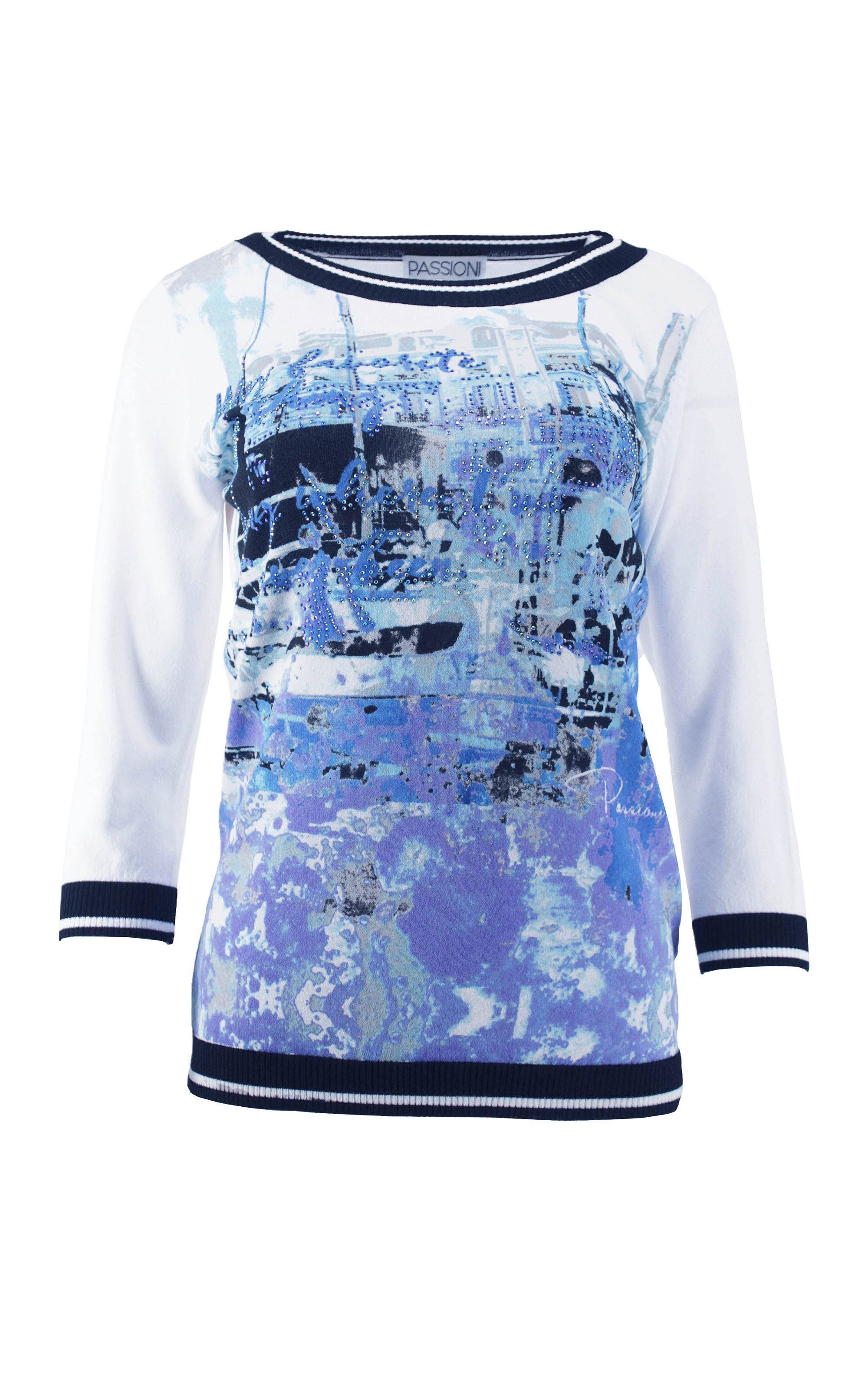 3/4 Arm-Pullover mit Strassdetails