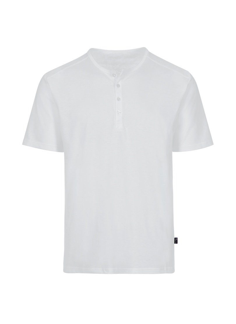 DELUXE T-Shirt mit Knopfleiste weiss T-Shirt Trigema TRIGEMA Baumwolle
