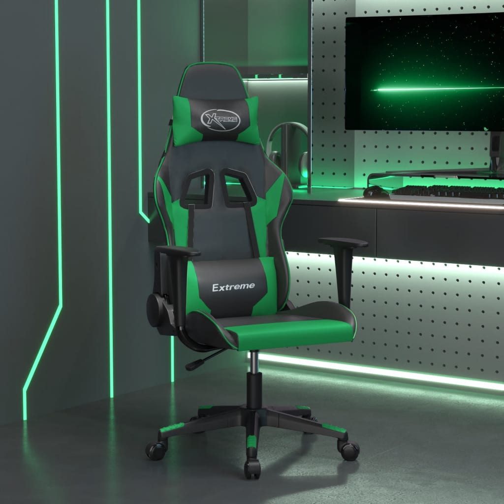 Gaming-Stuhl Schwarz und Grün 66,5 x 61 x (118-127,5) cm
