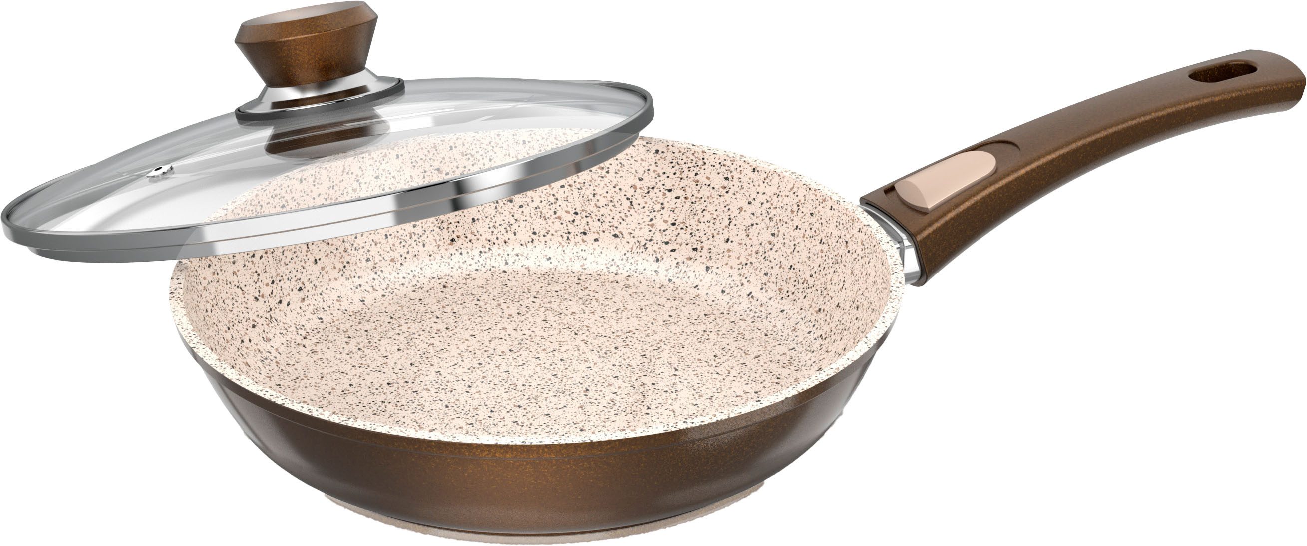 Genius Pfannen-Set Cerafit Granit - Grand-Edition Pfanne, 7-teiliges Set, Edelstahl (Set, 7-tlg., je 1x Pfanne + Deckel 24 cm + 28 cm, 1x Pfanne 20 cm, 2x Einleger), geeignet für Aufläufe, zum Schmoren o. Backen - ohne Griff und Deckel