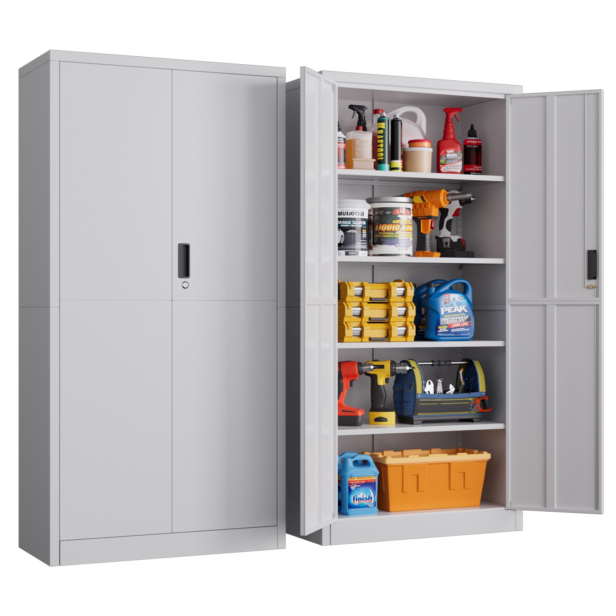 Mehrzweckschrank Metallschrank 180x80x40 cm, Schwarz – zur Selbstmontage