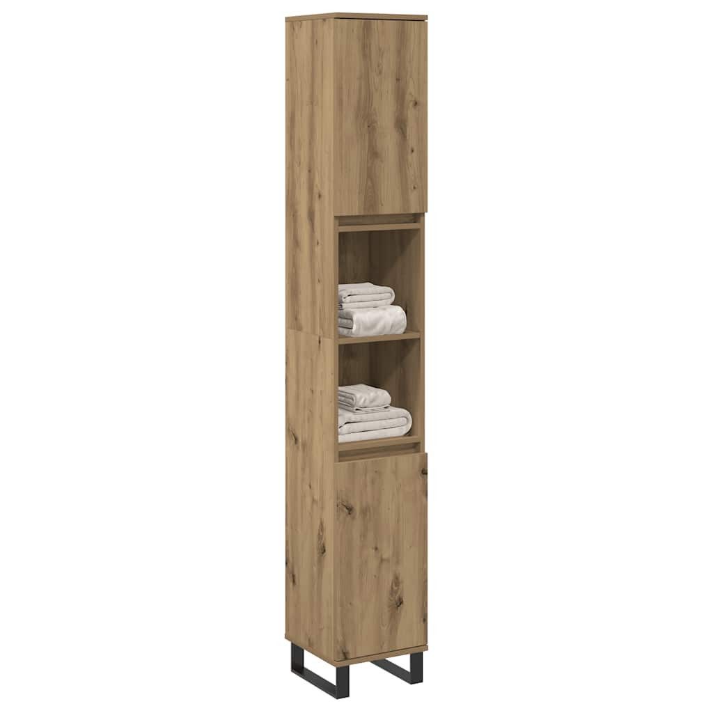 vidaXL Badezimmerspiegelschrank Badschrank Artisan-Eiche 30x30x190 cm Holzwerkstoff (1-St)