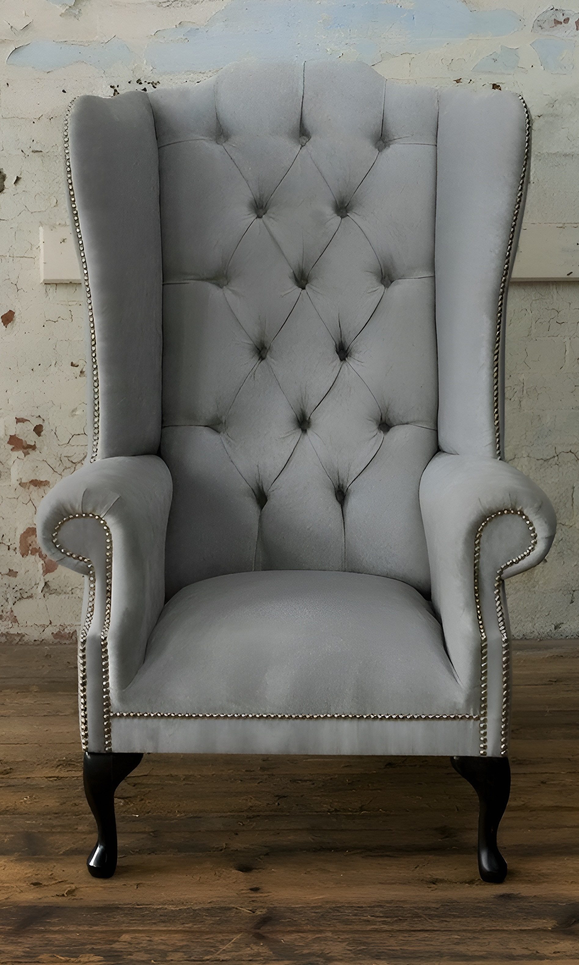 Xlmoebel Ohrensessel Chesterfield Sessel Textil mit Knopfverzierungen (Ohrensessel (1 Sitzer), Hergestellt in Europa