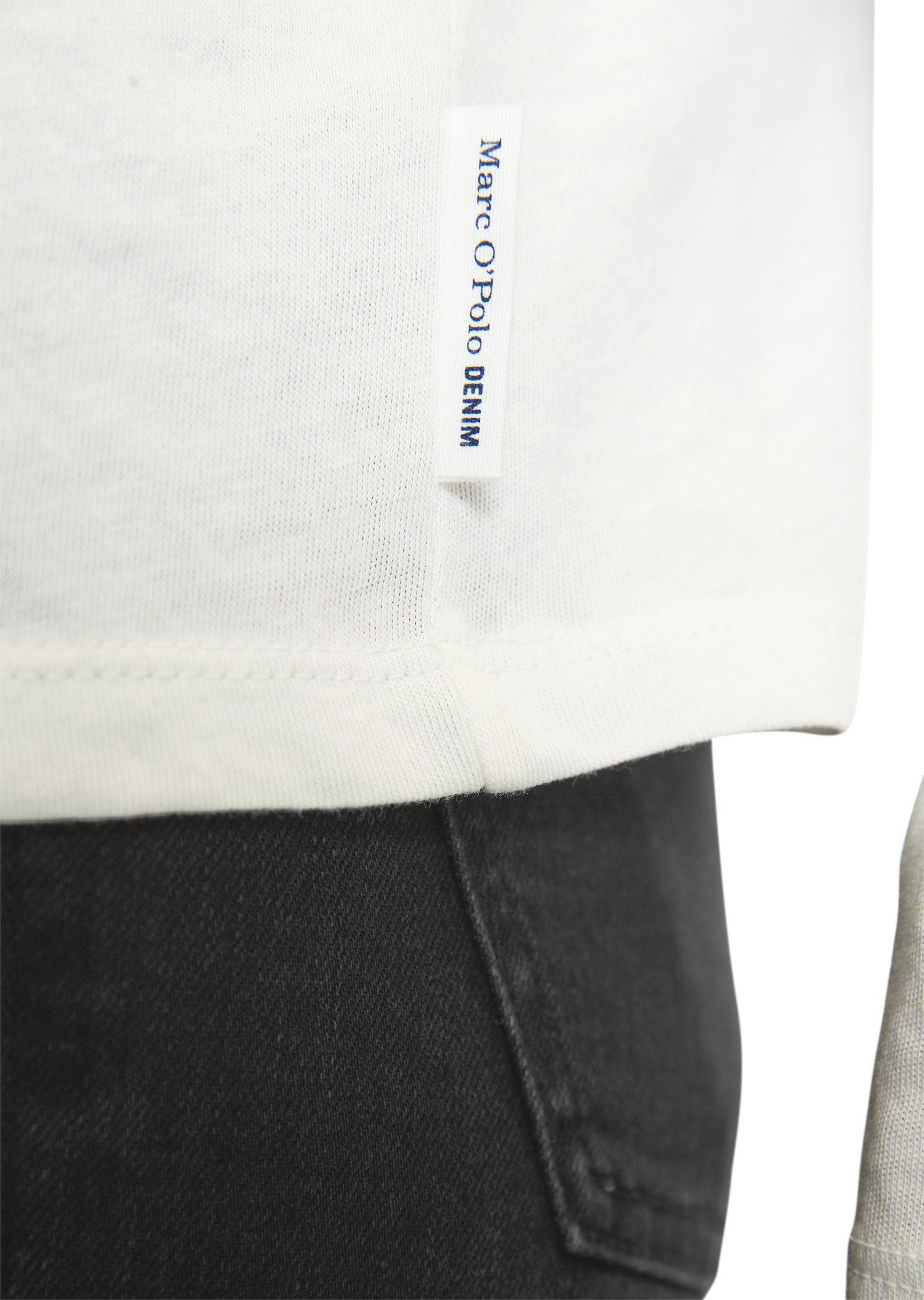 Marc O'Polo DENIM Langarmshirt aus weiß Jersey softem Single