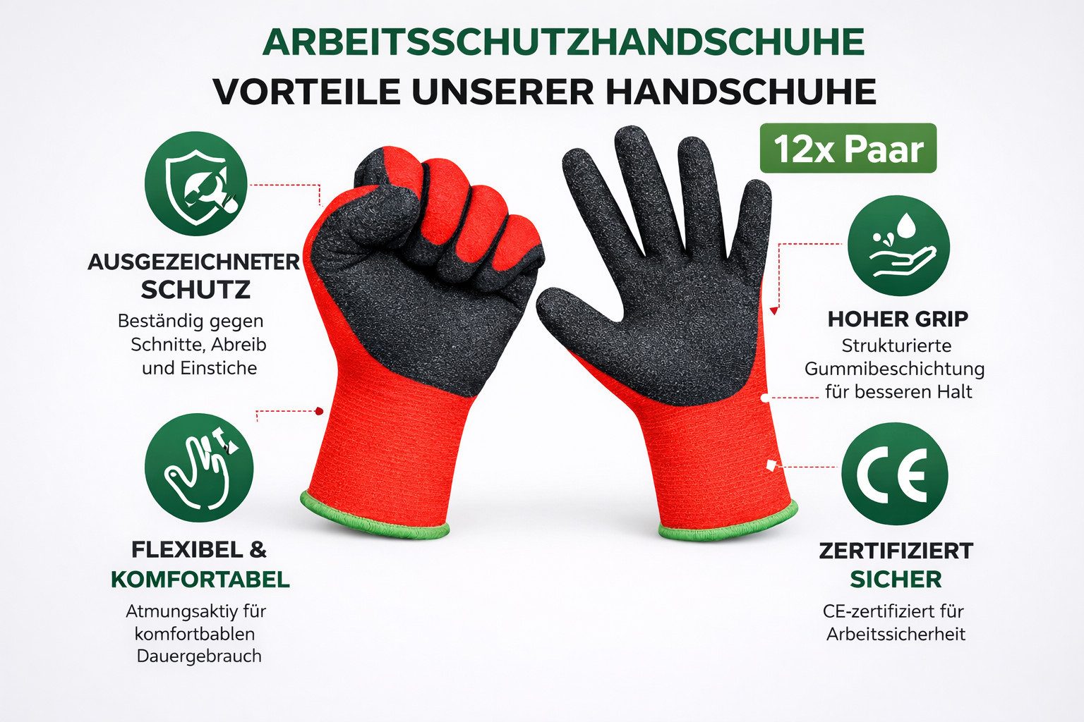 Kemes Arbeitshandschuhe Herren Montagehandschuhe KFZ Handschuhe atmungsaktiv, robust