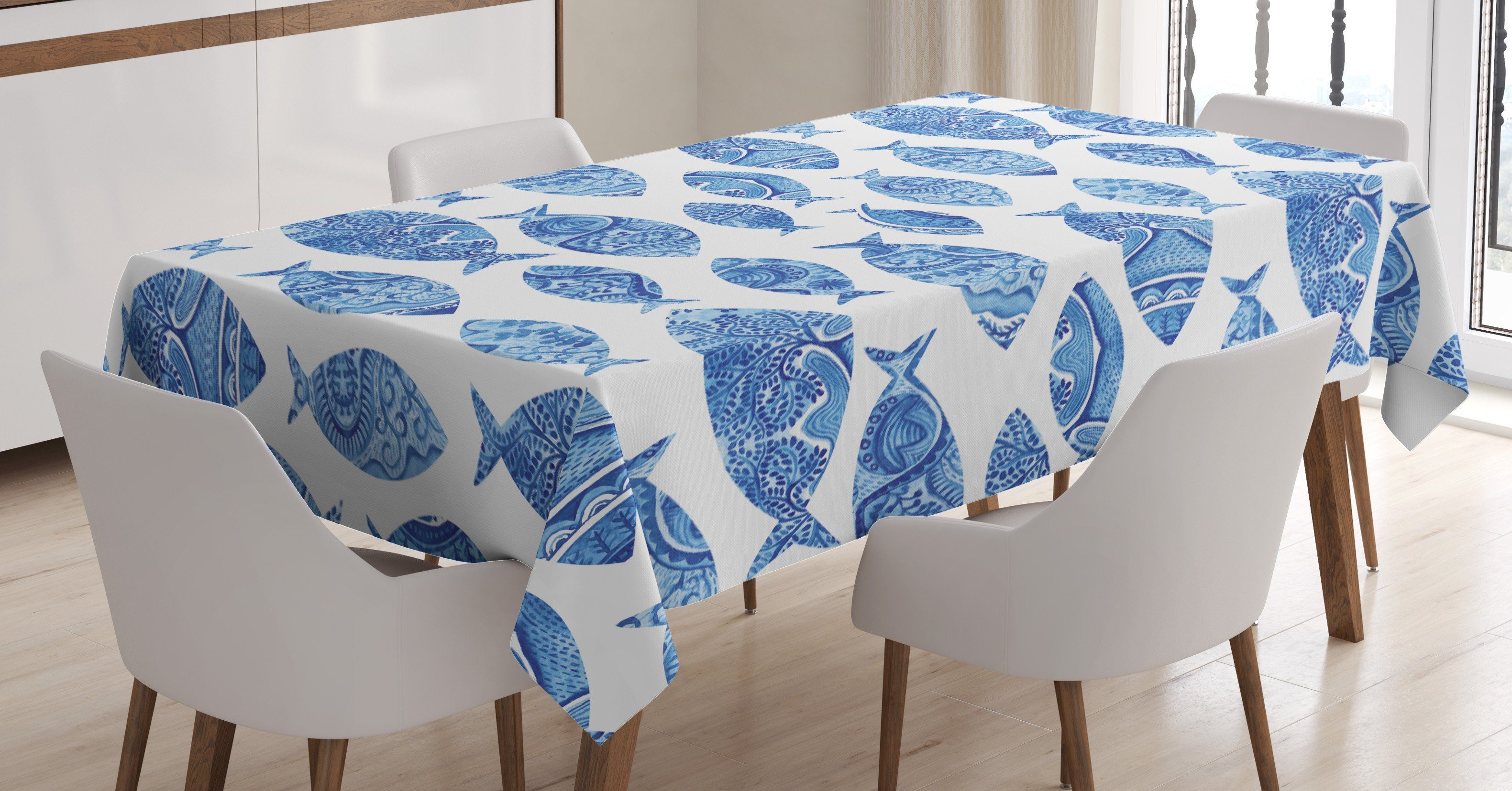Abakuhaus Tischdecke Aquarell-Blue Bereich den Farben, geeignet Farbfest Patterns Außen Klare Für Fisch Waschbar