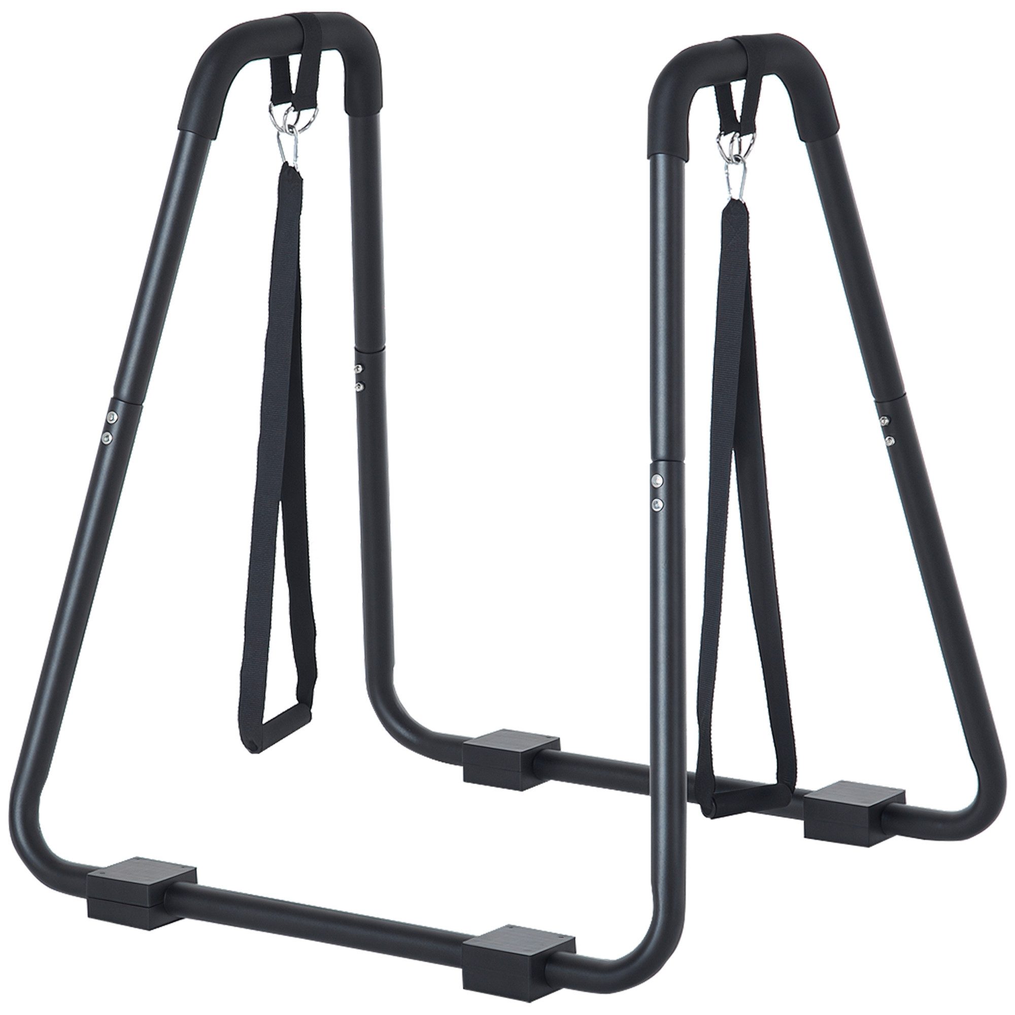 HOMCOM Kraftstation Barren Dips mit Schlingentrainer, 4 Gewichtsblöcke (Dip Ständer, 1-tlg., Dipstation), Schwarz 90 x 81 x 92.5 cm
