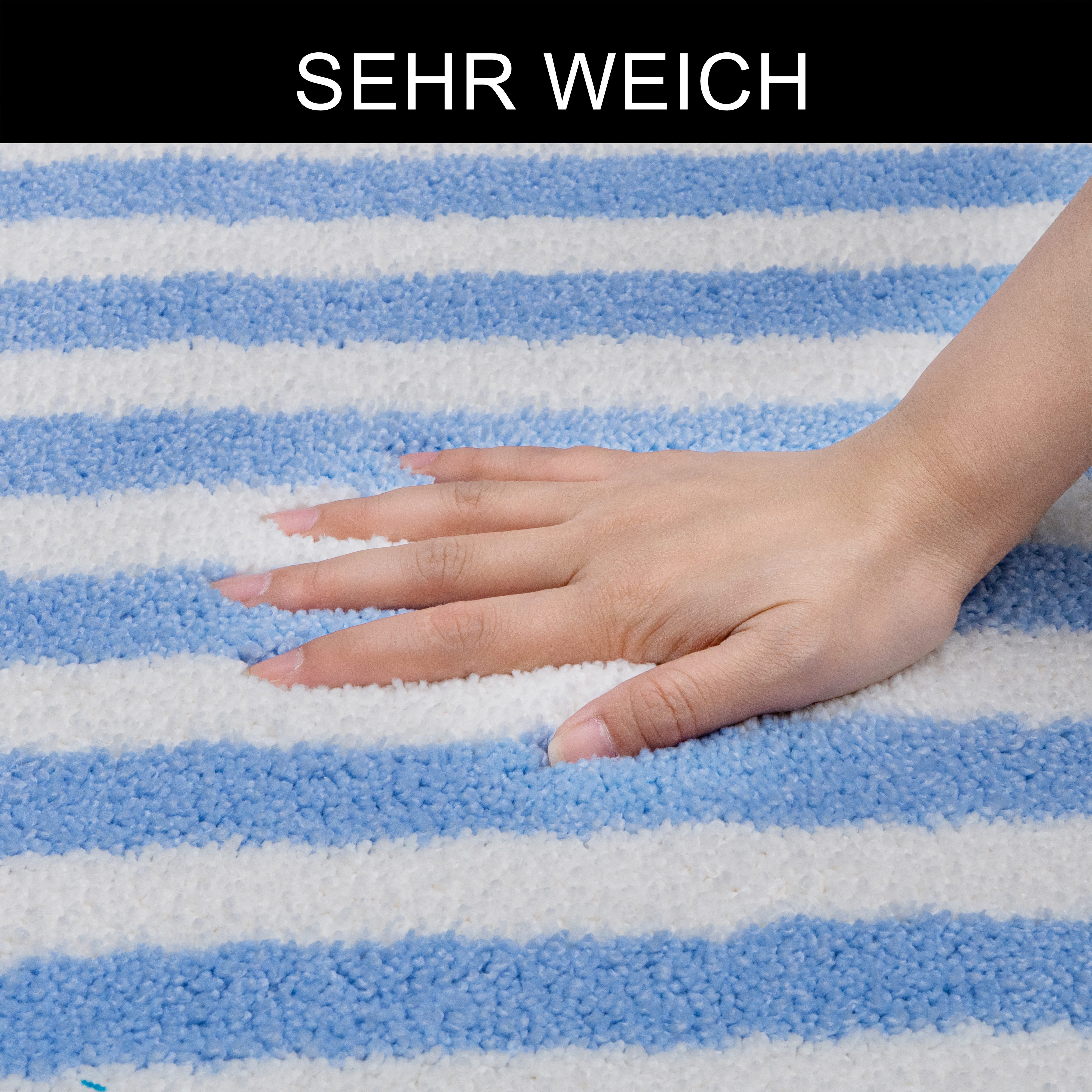OTTO home Badematte Streifen, Jannika, Badvorleger, Badezimmer Teppich, Höhe 12 mm, rutschhemmend beschichtet, schnell trocknend, fußbodenheizungsgeeignet, Poly – Bild 3 von 5