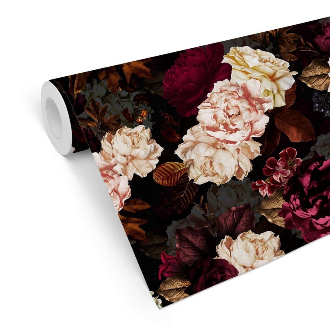 K&L Wall Art Mustertapete Vintage Rosentapete Blumen Vliestapete Natur Обои Rosen Mustertapete, Blumenmeer Tapete