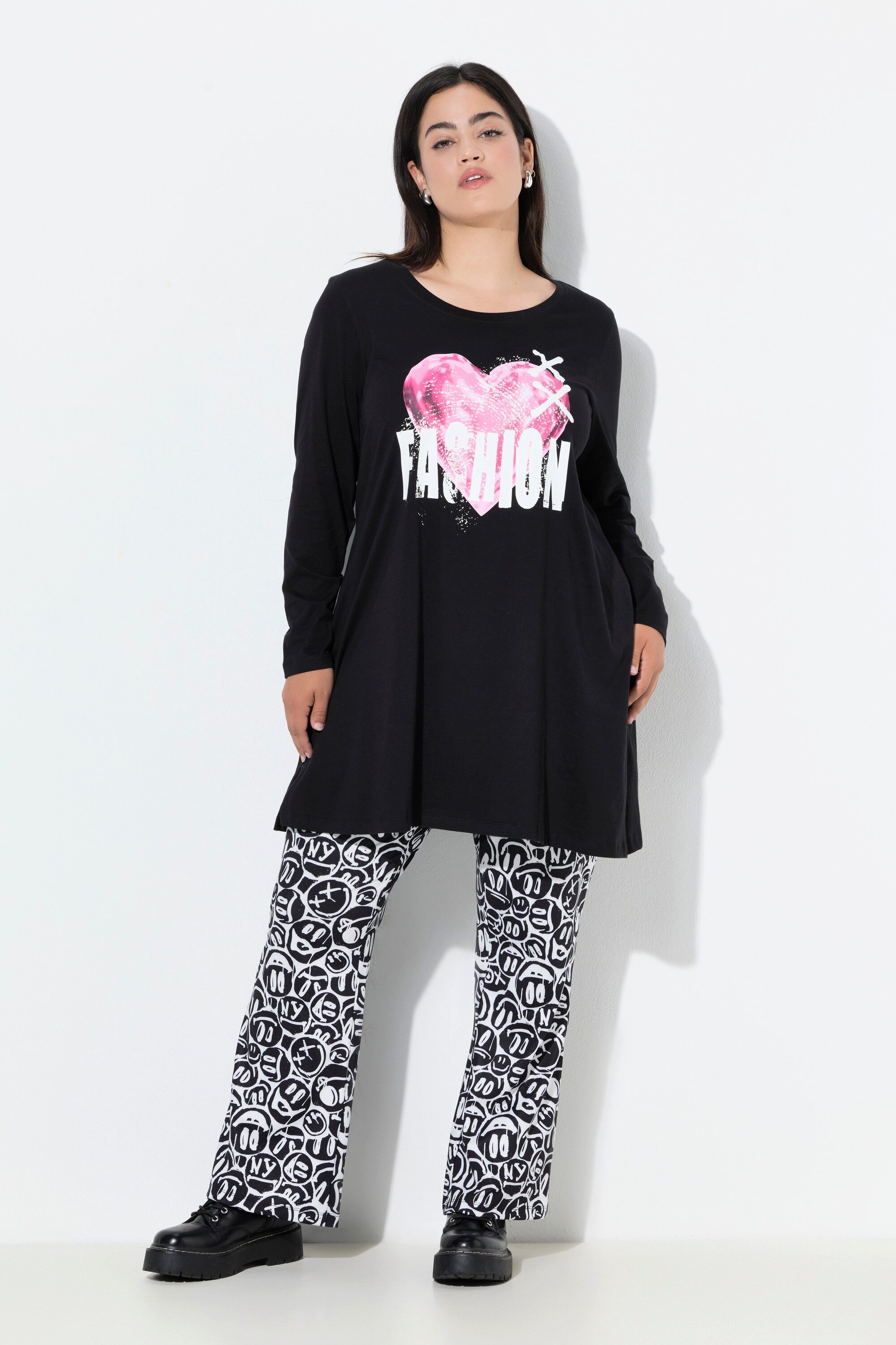 Angel of Style Longshirt T-Shirt A-Linie Herz-Motiv Langarm günstig online kaufen