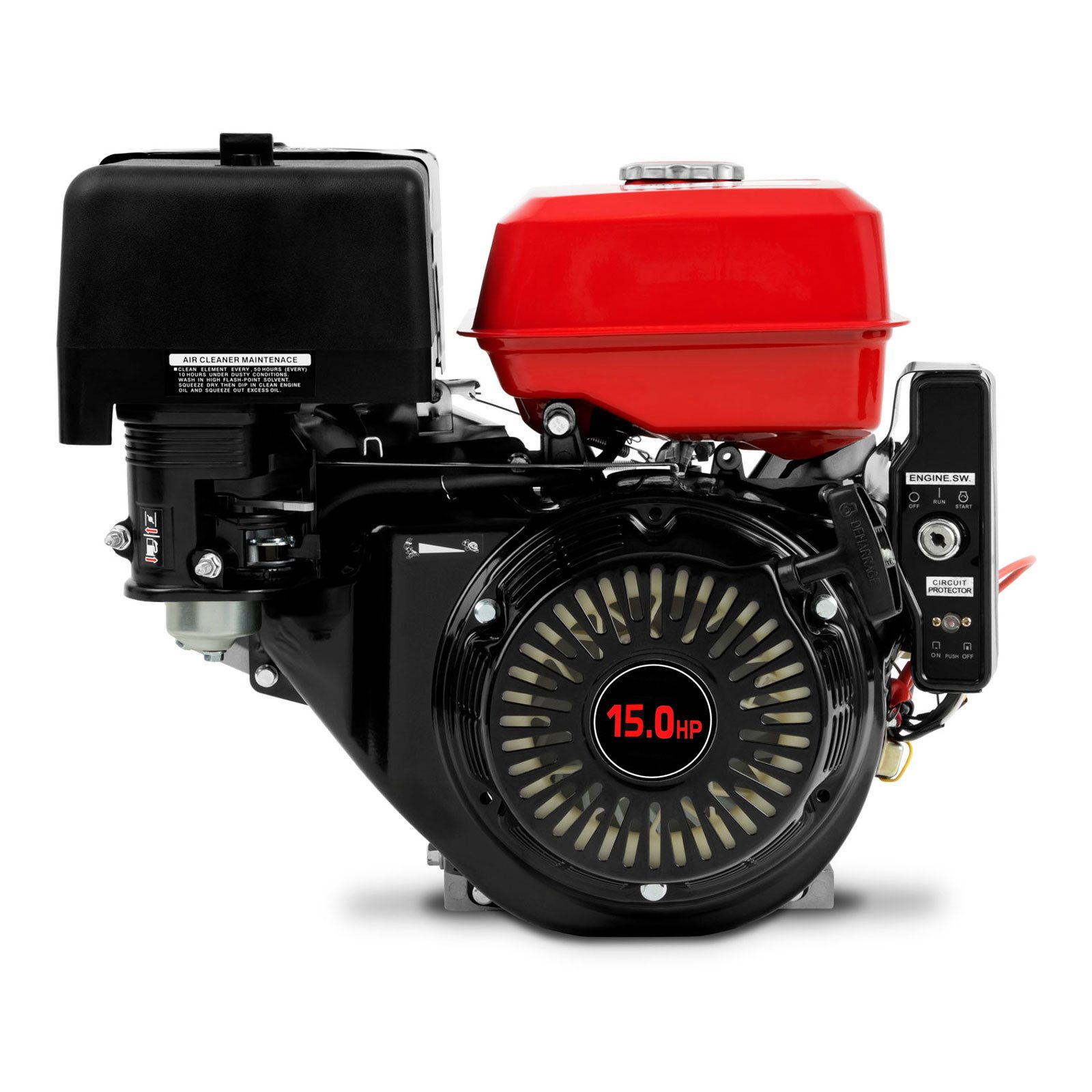 EBERTH Stromerzeuger 15 PS 11,03 kW Benzinmotor mit 25 mm Ø Welle, 11,03 in kW, E-Start, 17ah 12V Batterie, 420 ccm Hubraum