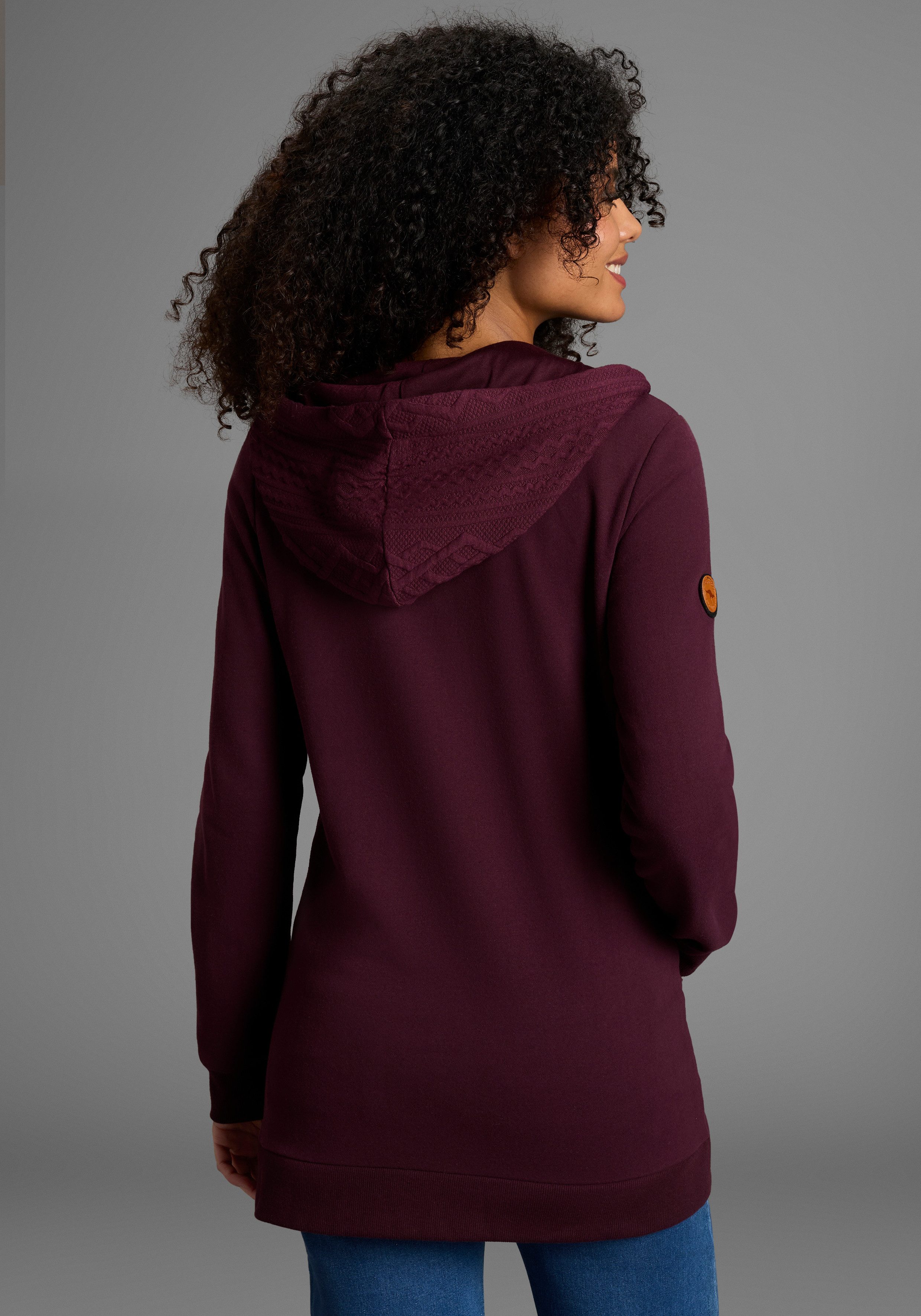 KangaROOS Kapuzensweatjacke mit Zopfmusterdetails