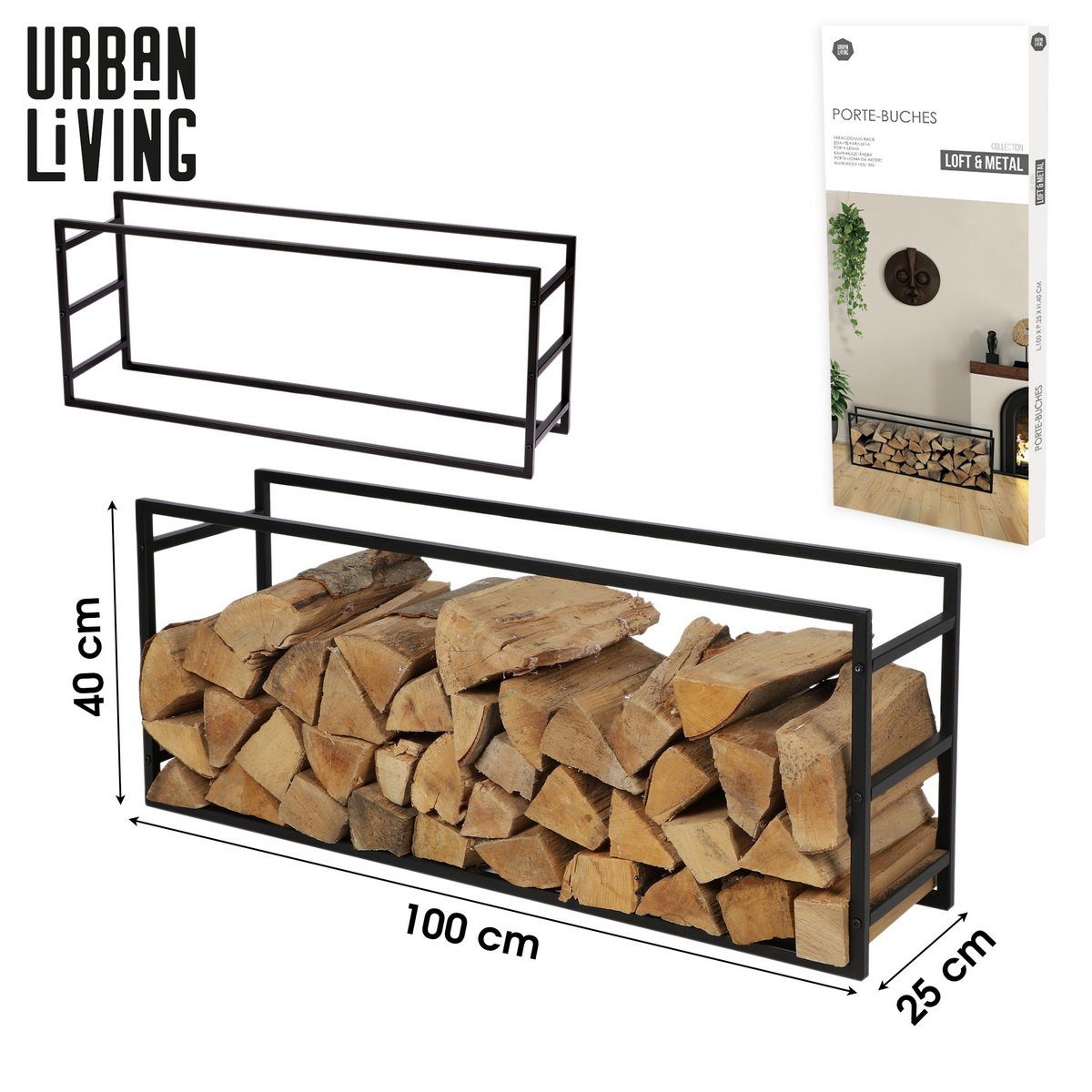 Urban Living Kaminholzregal Holzstapelregal Kaminholz Stapelregal Standrega günstig online kaufen