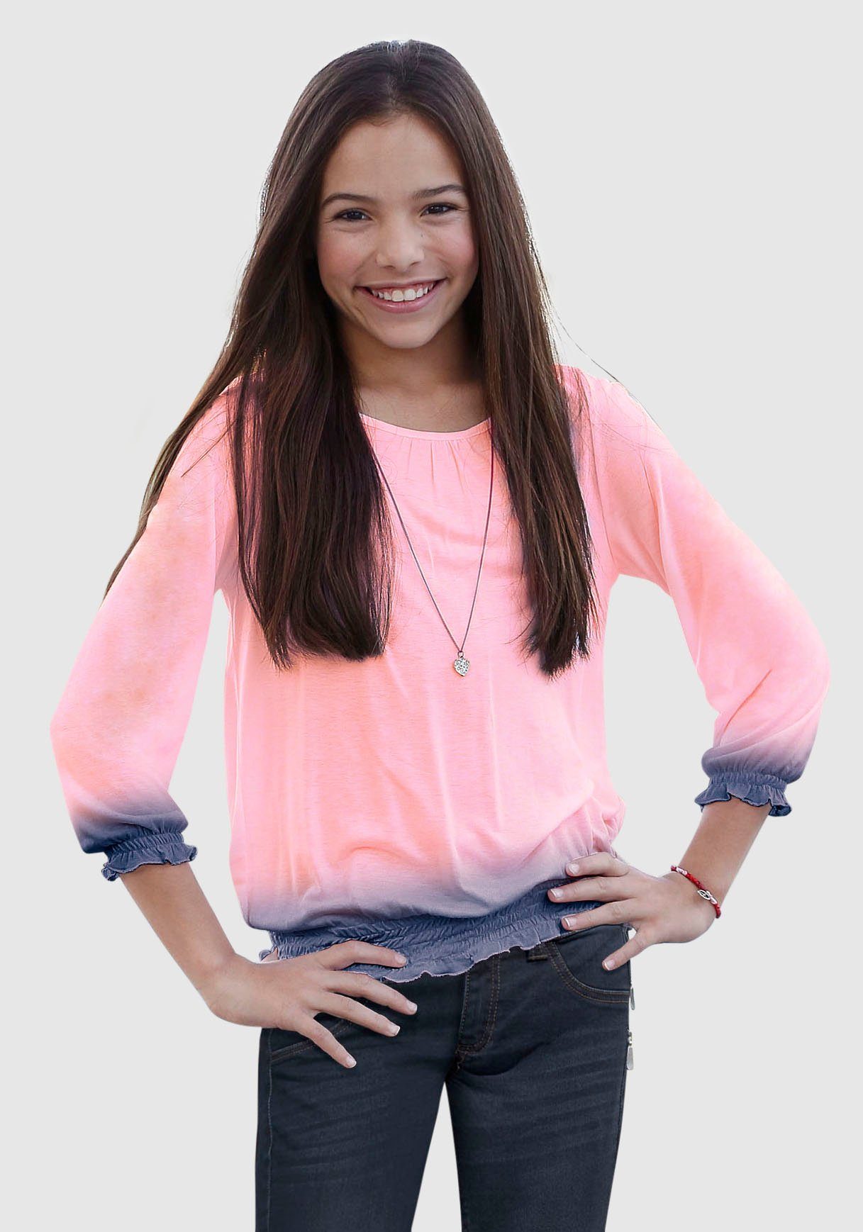 KangaROOS 3/4-Arm-Shirt Shirt in Batik-Look 3/4-Arm, hüftlange Passform, Batikmuster, Rundhalsausschnitt. Reduzierter Preis € 20,99. Unverbindliche Preisempfehlung € 29,99, (€ 20,99 pro 1 Stk)