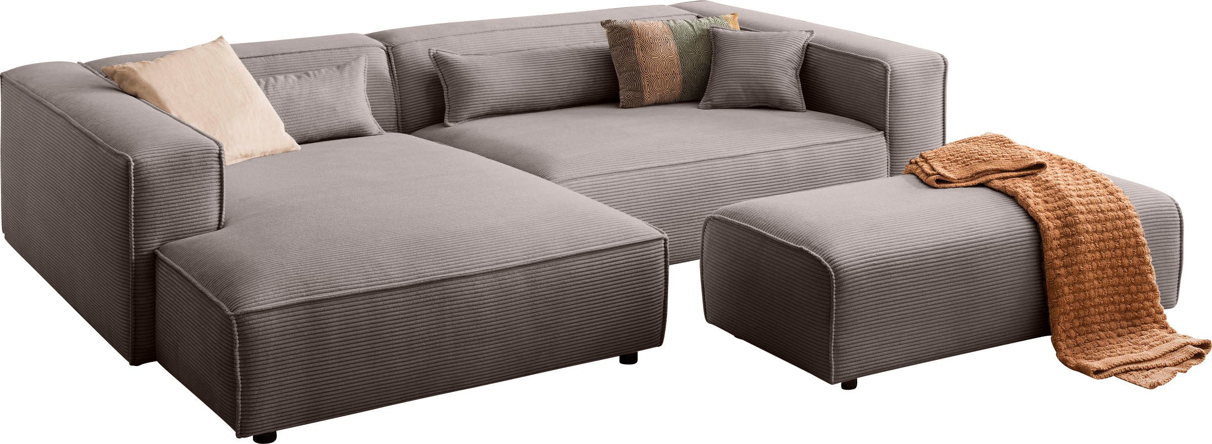 LeGer Home by Lena Gercke Ecksofa PIARA XXL, L-Form, Schlaffunktion, Cord, günstig online kaufen