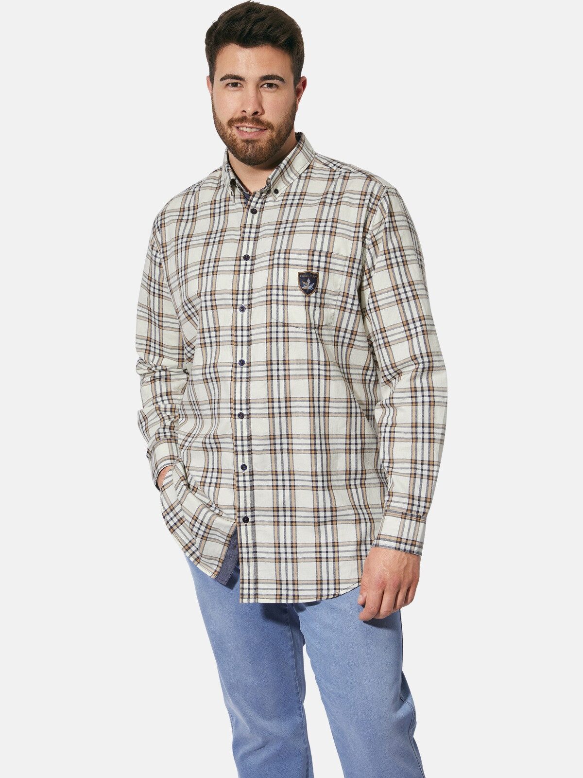 Charles Colby Langarmhemd DUKE LYSANDRIC mit Ellenbogenpatches günstig online kaufen