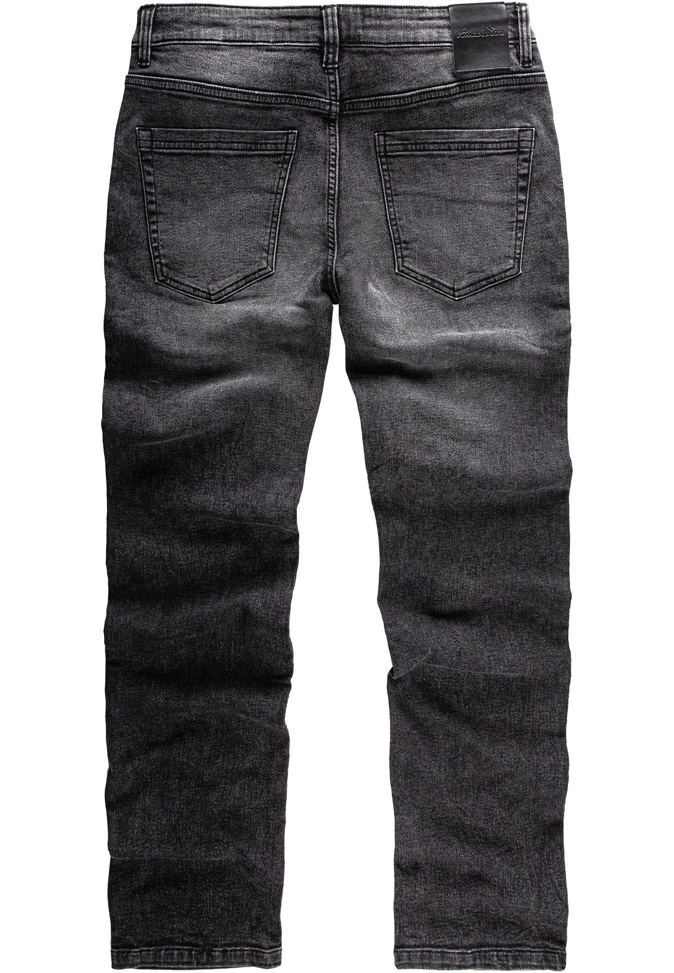 Amaci&Sons Straight-Jeans COPPELL Sweathose im Denim Look Herren Sweathose in Stretch Denim Basic Jeans Kordel