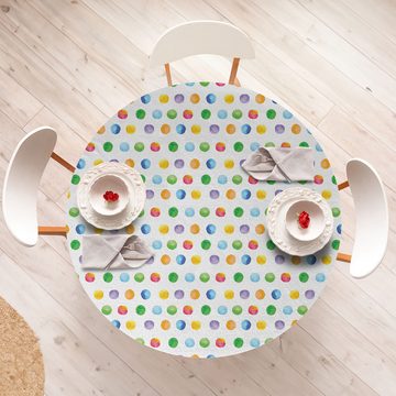 Abakuhaus Tischdecke Rundum-elastische Stofftischdecke, Abstrakt Farbige große Tupfen