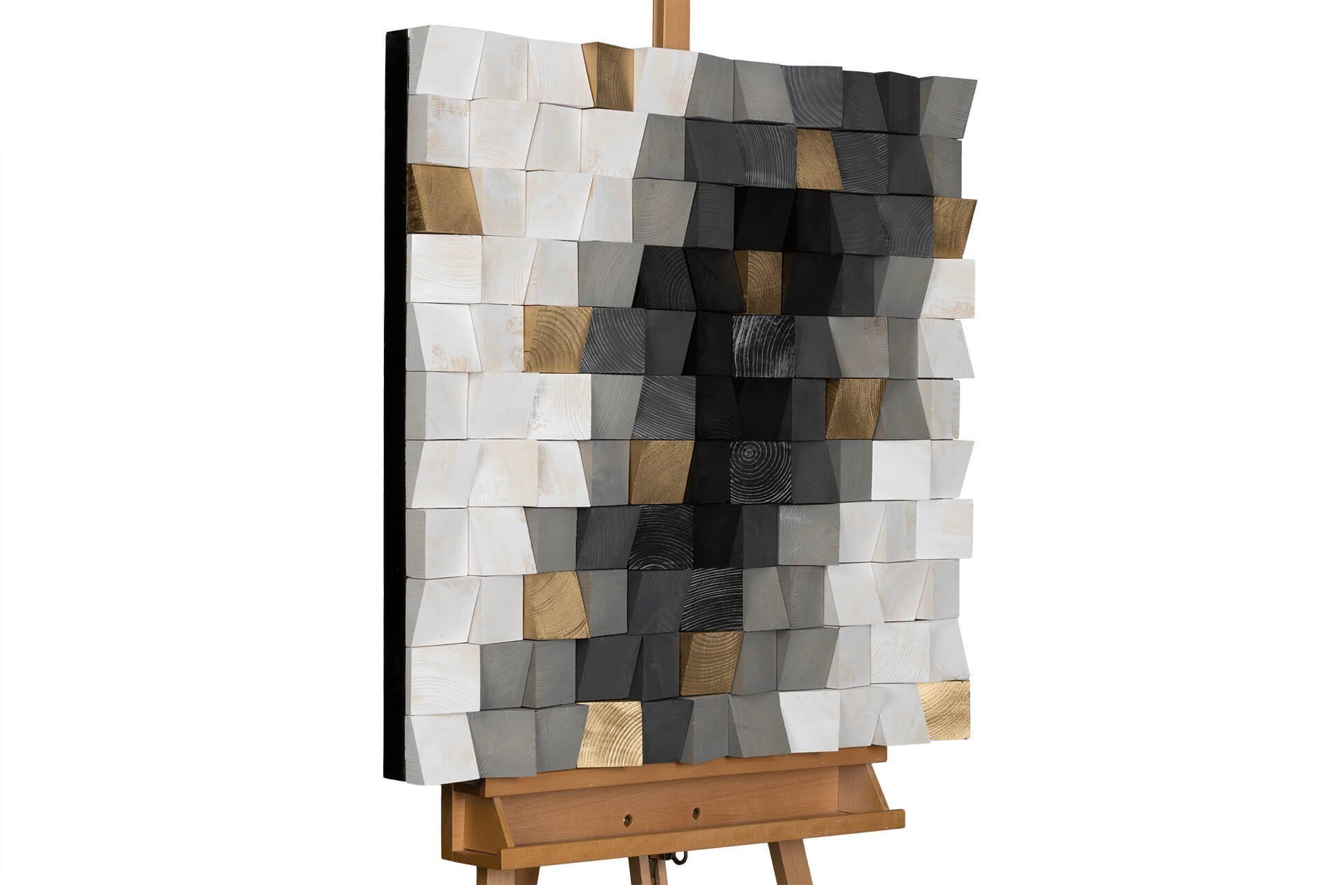 75x75 handgefertiges aus Gilded cm, Clouds Holz Wandbild KUNSTLOFT Holzbild