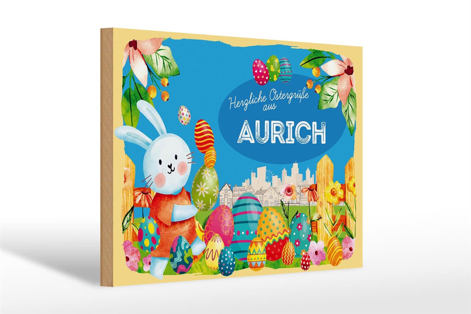 Femer GmbH Holzbild Ostern Ostergrüße 30x20cm AURICH Fest, Feste und Feiertage (1 St), Glatte Holzfaserplatte (MDF), vorn beschichtet
