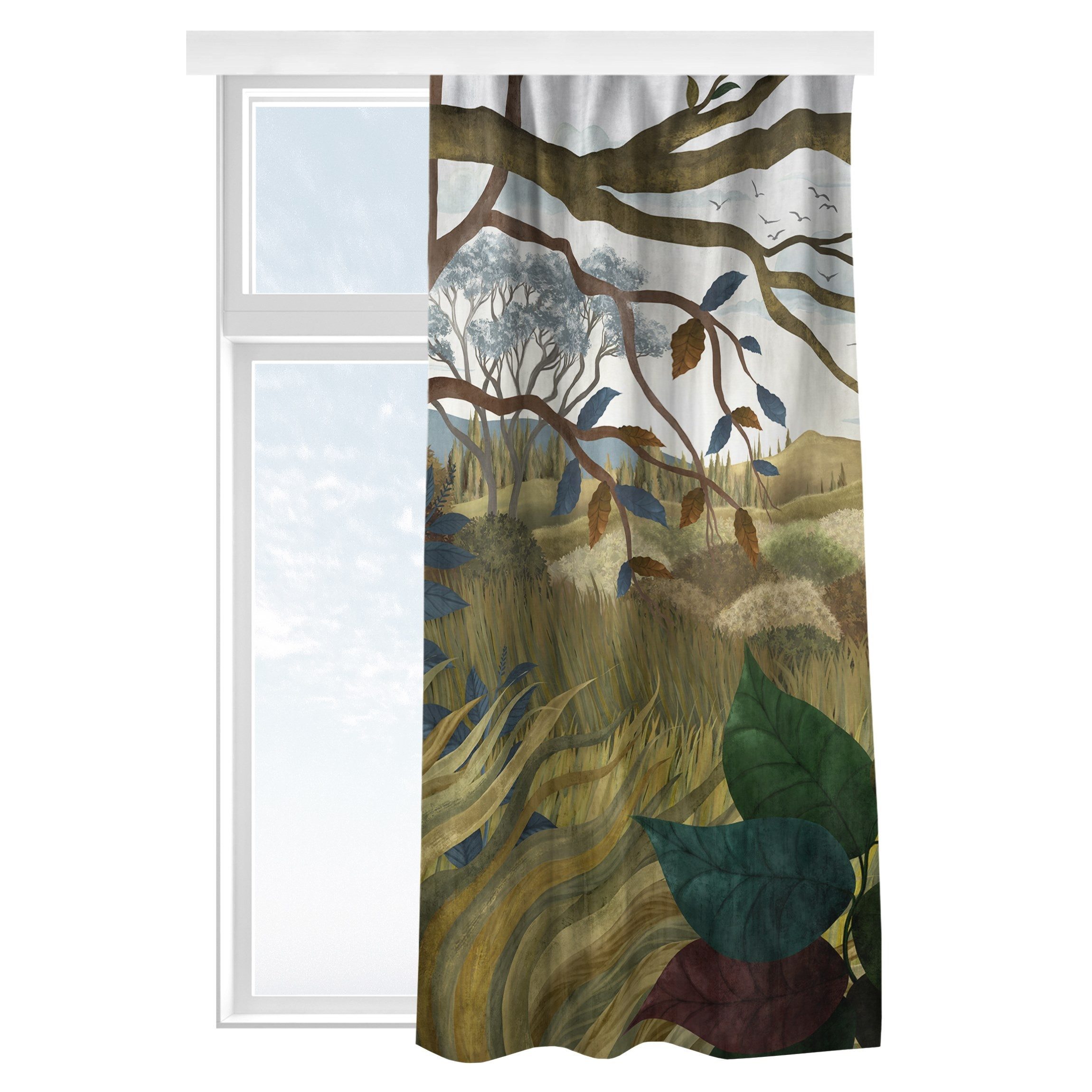 Bilderdepot24 Vorhang Gardine Wald Landschaft Herbstliche Idylle Türvorhang Raumteiler (1 St), Multifunktionsband, blickdicht, Samt, Schiebegardinen Flur Schlafzimmer Wohnzimmer Schiebevorhang