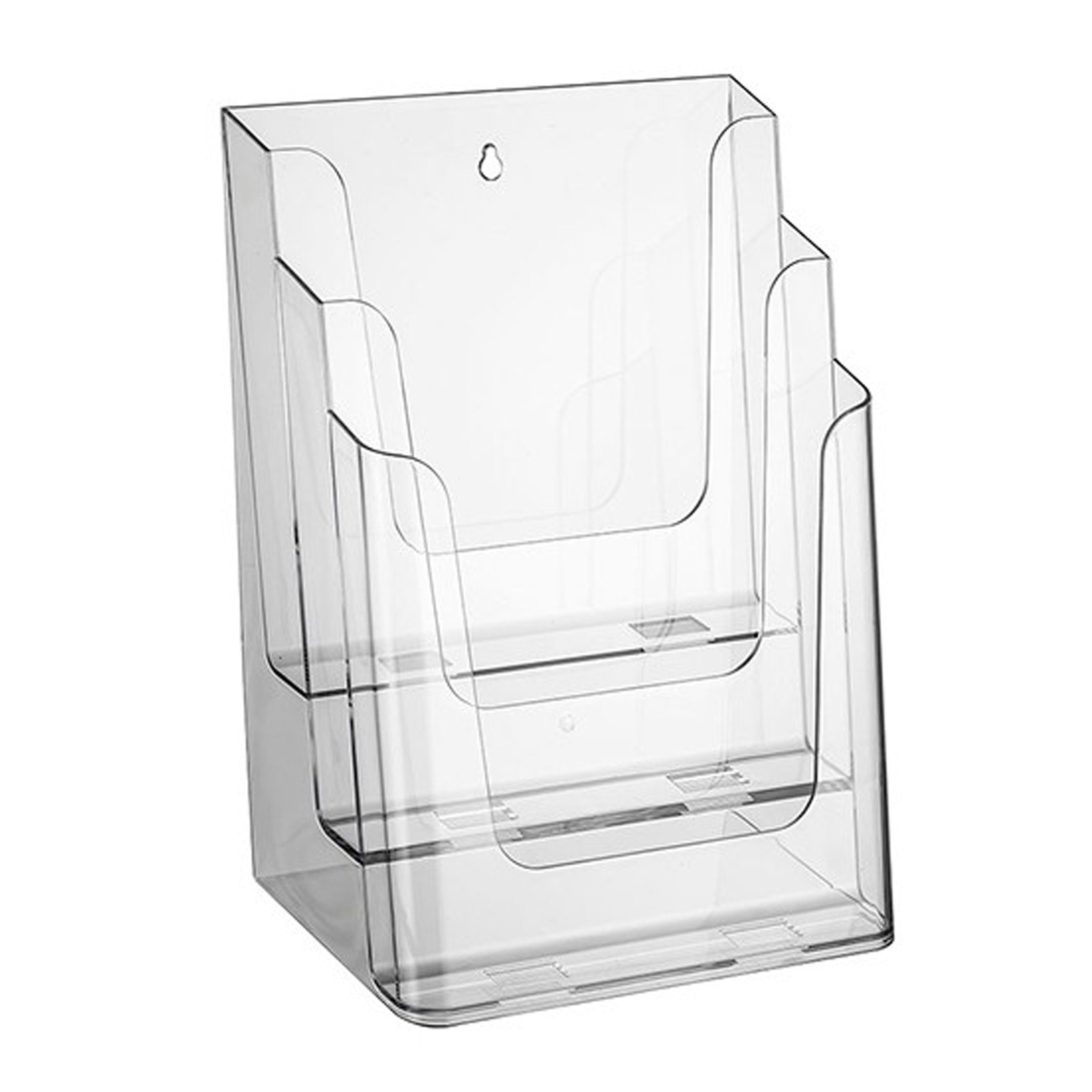 ogoPLUS Zeitungsständer 3 Etagen Prospekthalter Din A4, Flyerständer, Aufsteller, Flyerhalter