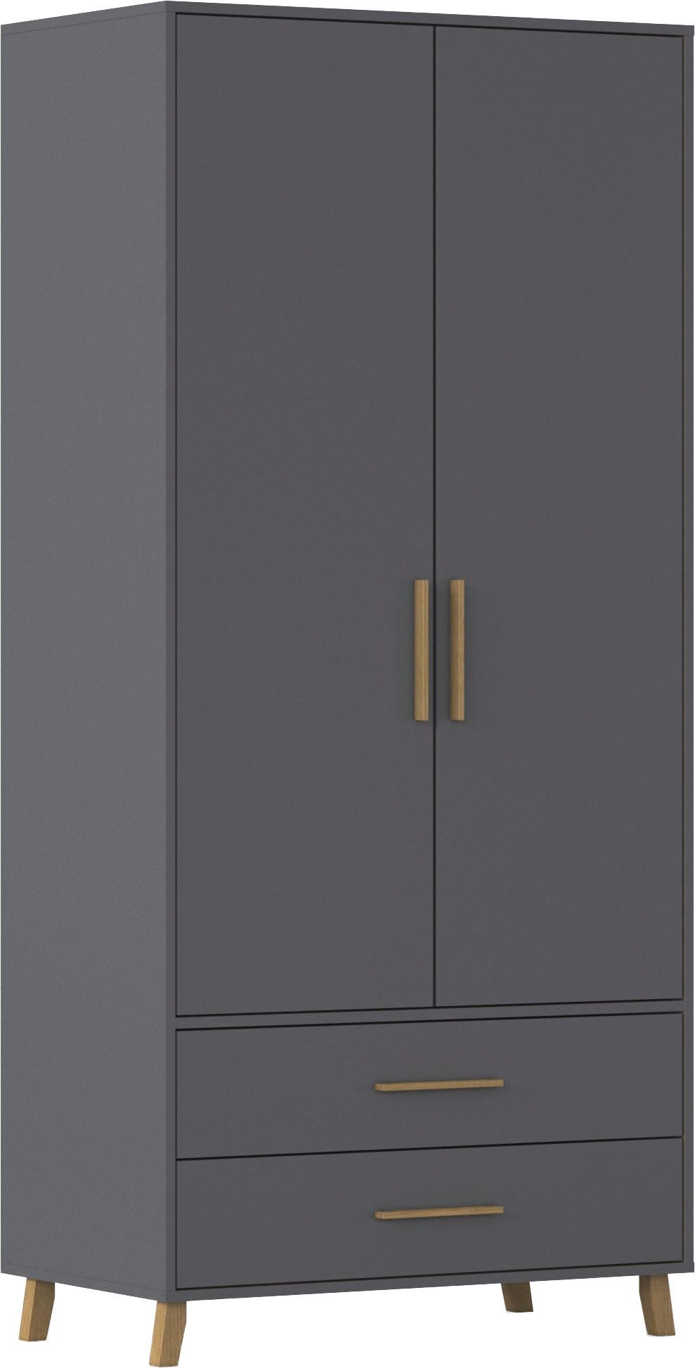 rauch Drehtürenschrank Kleiderschrank Schrank Garderobe SHINJO Breiten 93/140/187 cm (in 3 verschiedenen Ausstattungen BASIC/CLASSIC/PREMIUM) Griffe und Füße aus Massivholz mit 2 Schubladen MADE IN GERMANY
