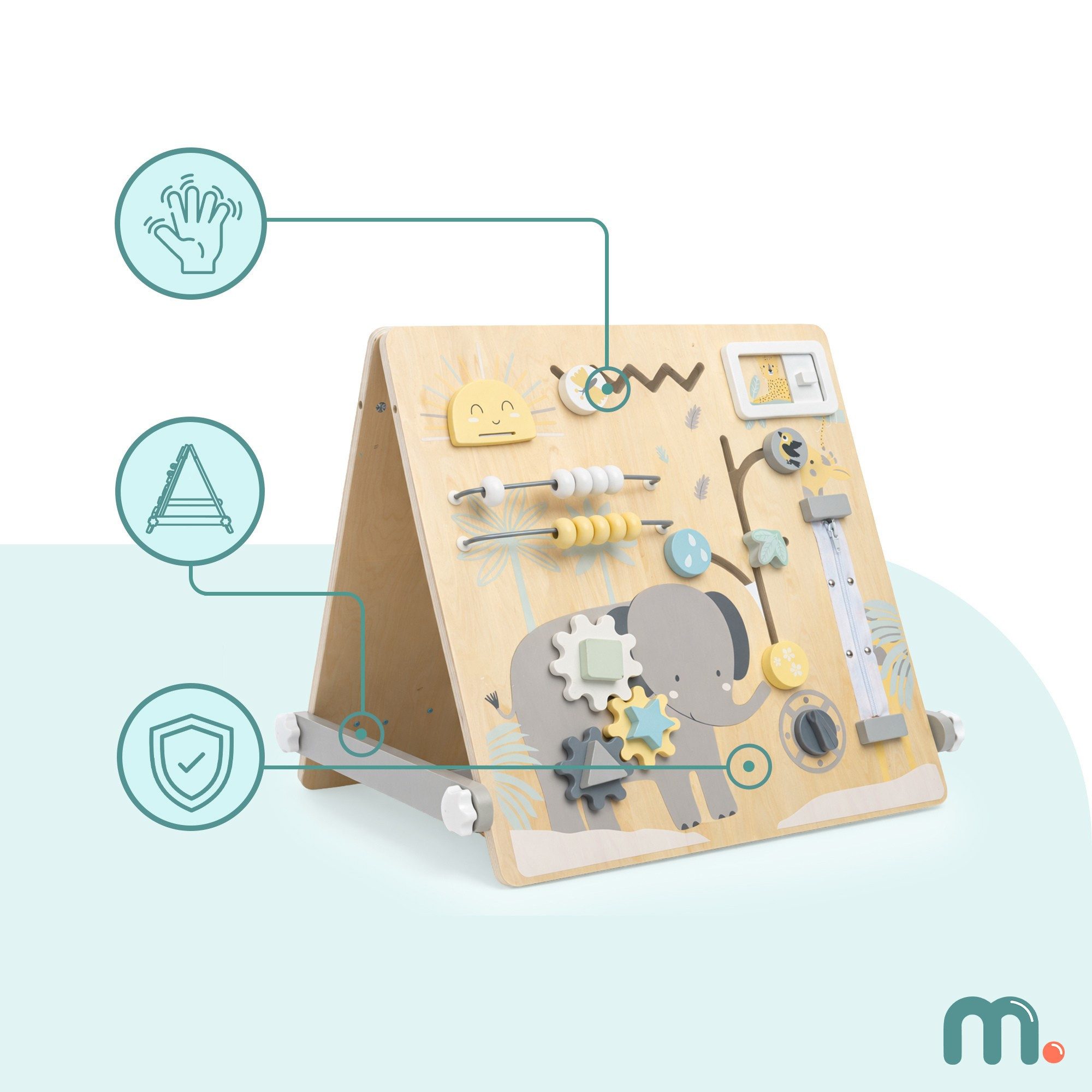 Mamabrum Kinderstaffelei Mamabrum Lernboard 2in1 Magnettafel Busy Board Holz Kinder – Bild 2 von 5