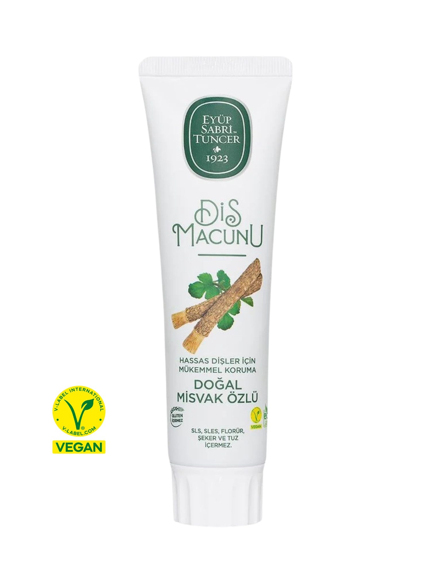 EYÜP SABRI TUNCER Zahnpasta Miswak Zahnpasta – Vegan & Natürlich & Fluoridfrei & Zuckerfrei, (1-St) Fluoridfrei, Ohne SLS&SLES, Ohne Zucker, Mit Stevia & Miswak-Extrakt
