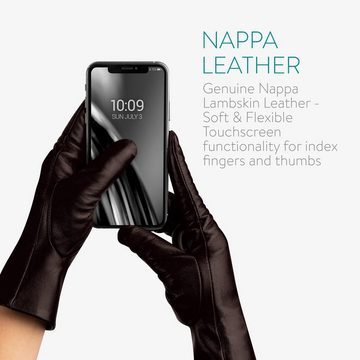 Navaris Lederhandschuhe Touchscreen Nappa Handschuhe für Damen - aus Lammleder mit Kaschmir