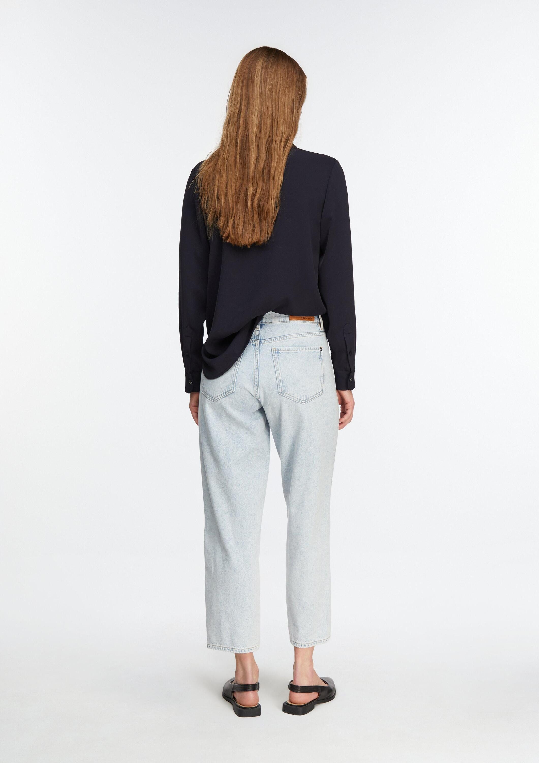 comma Weite Jeans Jeans-Hose LIV - Barrel Leg Jeans mit Ziernähten