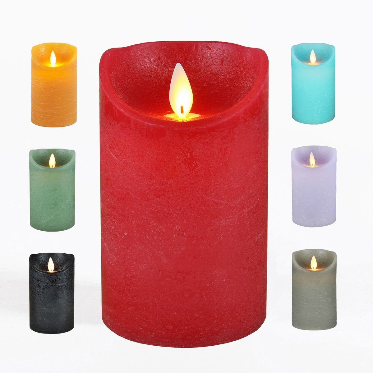 JACK LED-Kerze LED Echtwachskerze Kerze 10 / 12,5 / 15 cm Timer Ø 7,5cm Wachskerze (1-tlg), große Farb- und Größenauswahl, Echtwachskerzen mit Timerfunktion Rot | LED-Kerzen