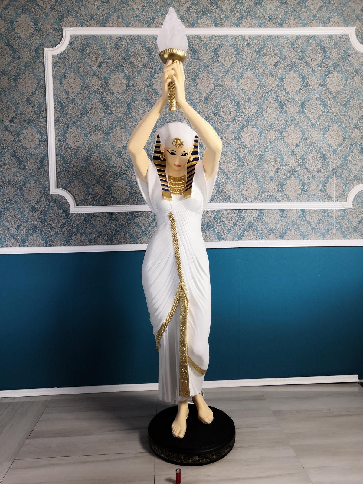 JVmoebel Skulptur Design Stehleuchte Ägptische Frau Figur Steh Lampe  Leuchten Steh, Maße: (B/H): 38/180 cm
