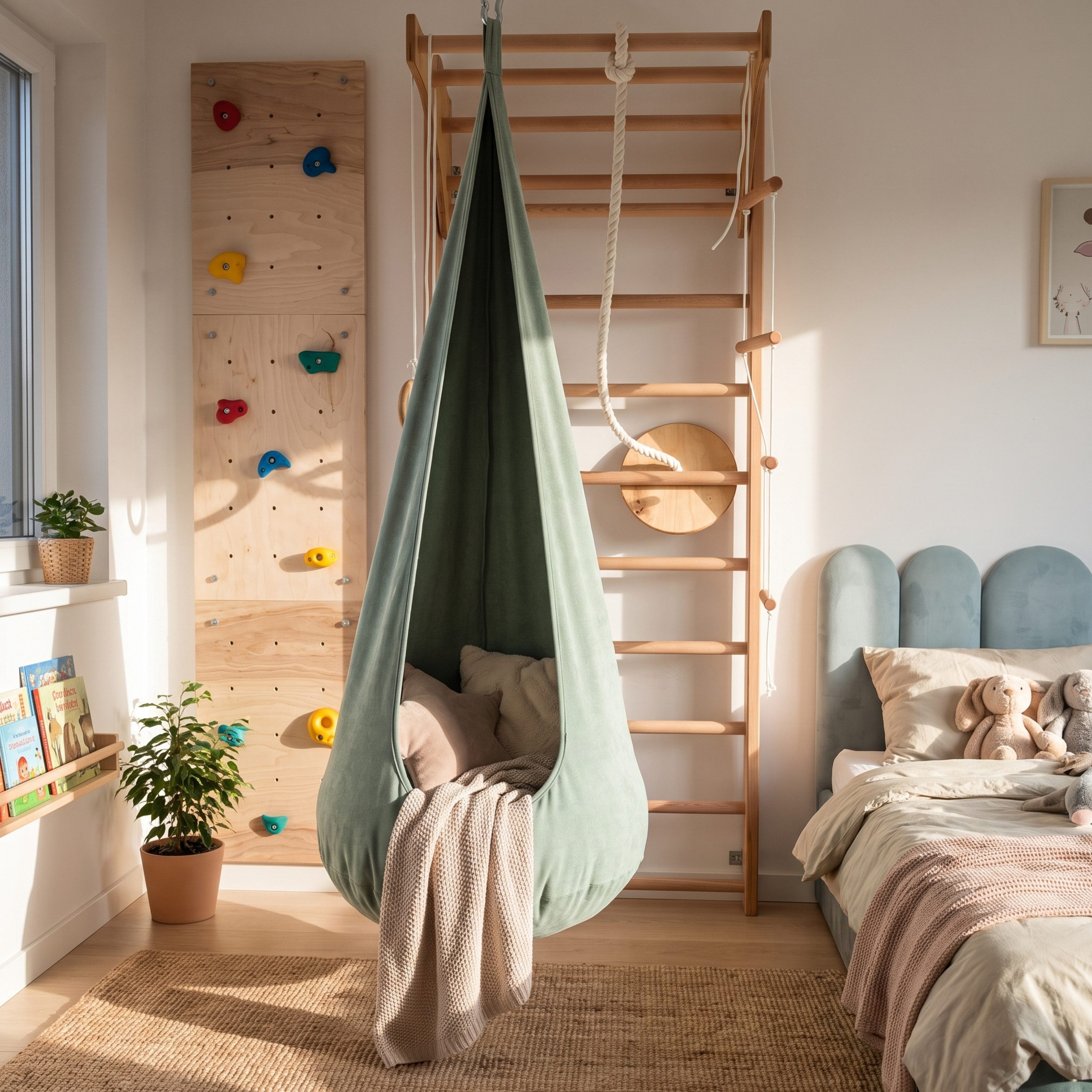 FAVRE Hängesessel Hängehöhle Kinder 2in1 mit herausnehmbarem Sitzkissen – Bild 5 von 5