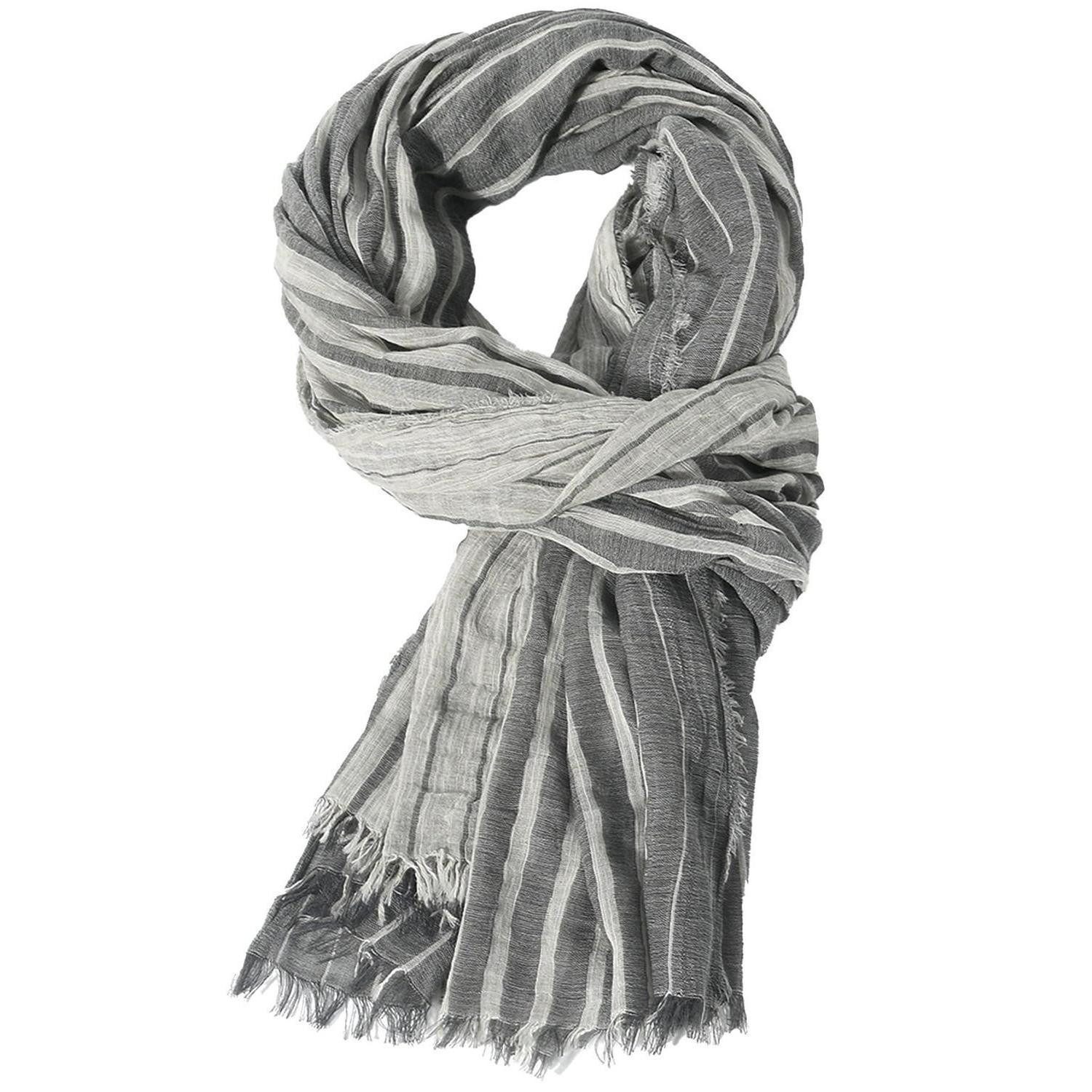 LuxusKollektion Schal Schal Herren leicht gestreift mit Fransen 195x75 cm, (1-St)