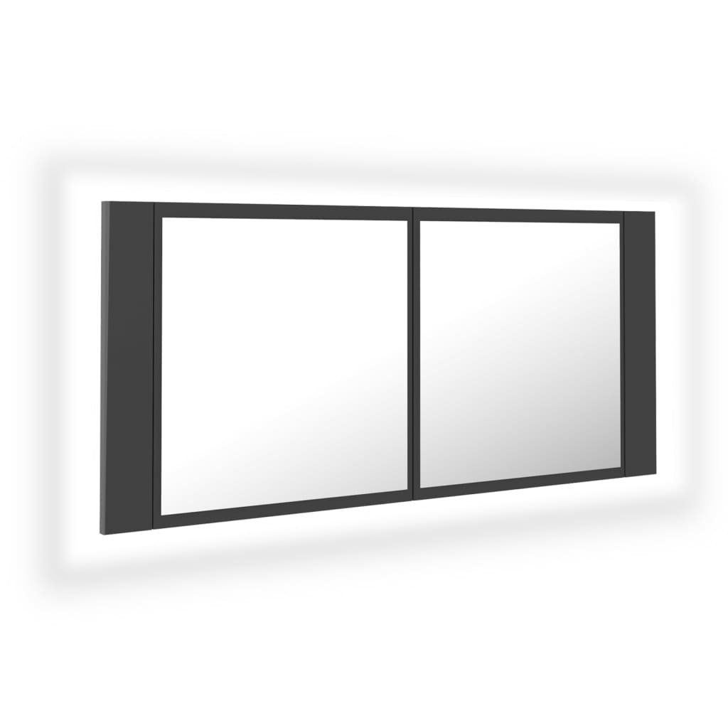 (1-St) LED-Bad-Spiegelschrank vidaXL Acryl Badezimmerspiegelschrank 100x12x45 Grau cm