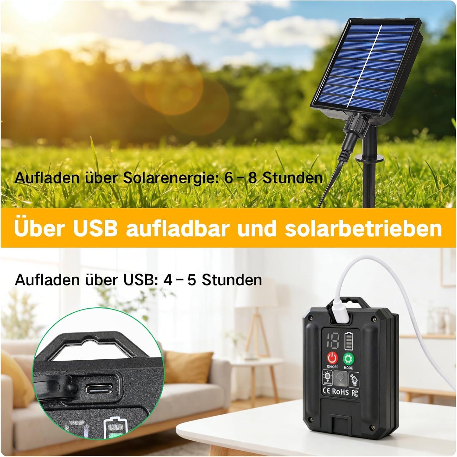 skelo LED Solarleuchte Solar Lichterkette Außen 15 m mit Fernbedienung, Dimmbar 3 Modi, 17+1, Memory-Funktion Timer(6H/8H), LED fest integriert, Warmweiß, LED Solarlichterkette für Garten, Balkon, Terrasse, Party
