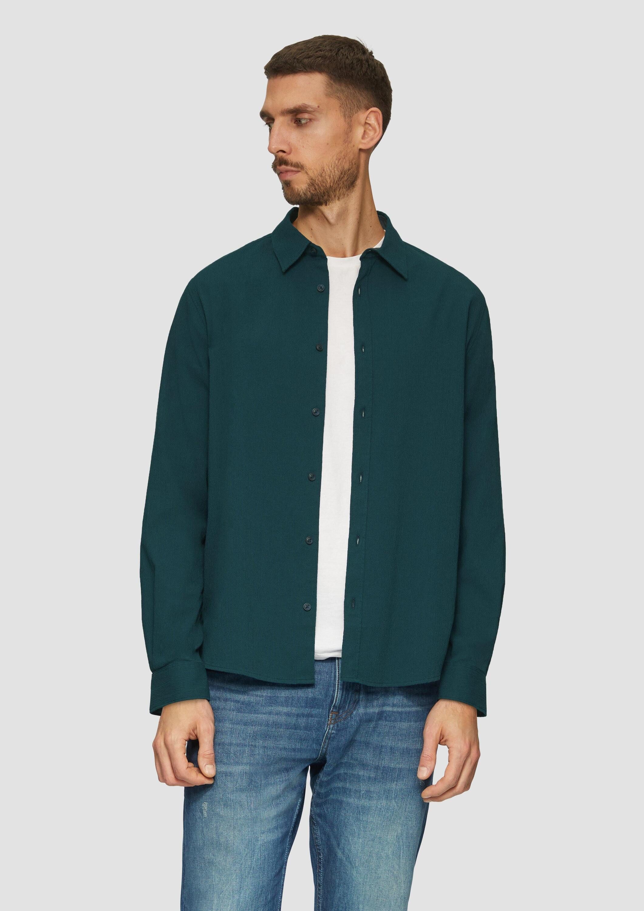 s.Oliver Langarmhemd Hemd Strukturiertes Hemd aus Seersucker günstig online kaufen