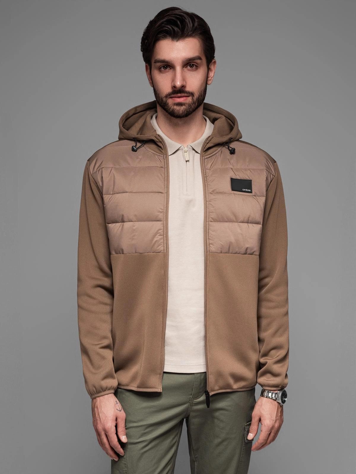 OMBRE Allwetterjacke Leichte Herrenjacke aus Materialkombinationen mit Kapu günstig online kaufen