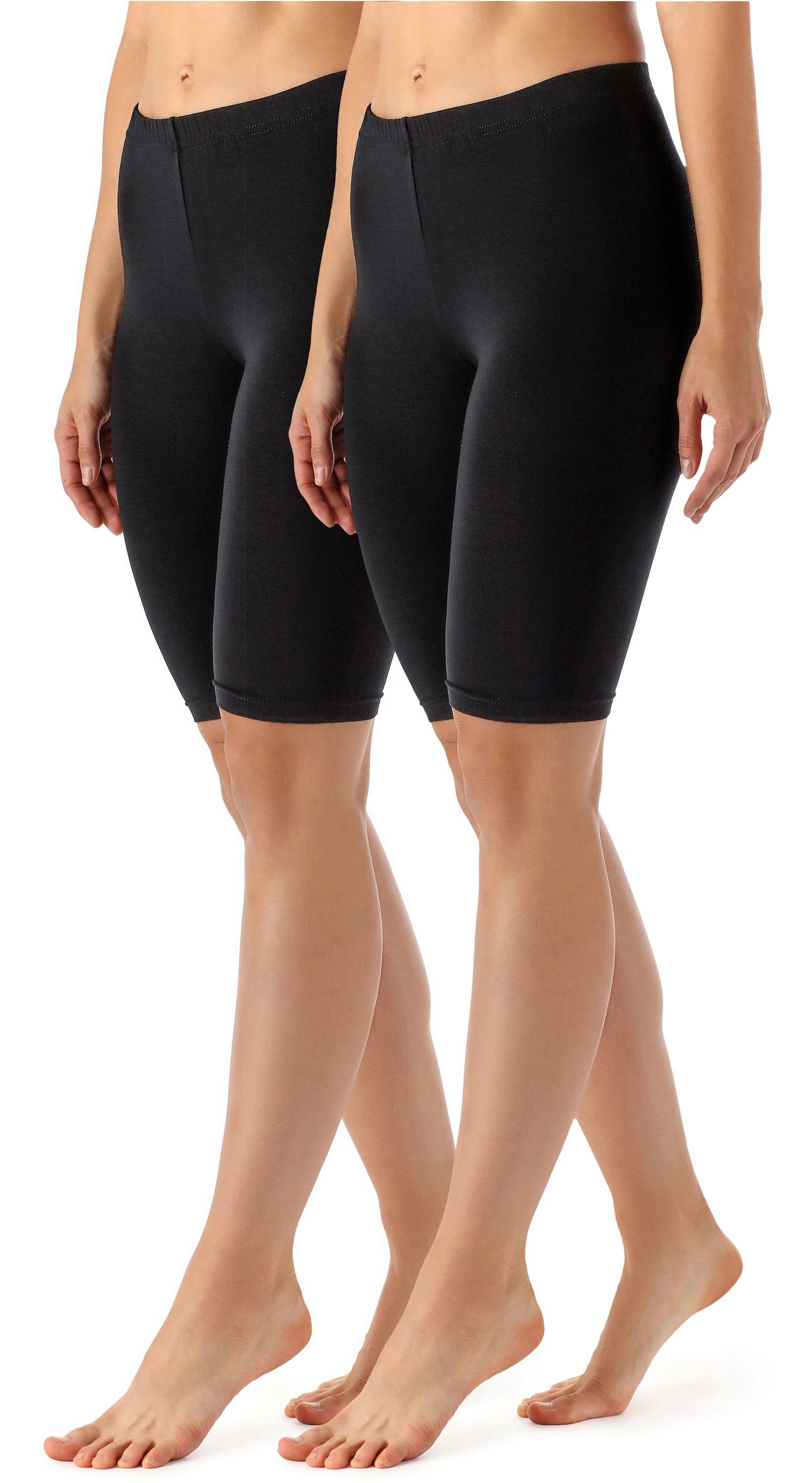 Kurze Leggings 2 Style Pack (2Pack) aus Damen Schwarz/Schwarz Leggings (2-tlg) MS10-145 Viskose Bund Merry elastischer