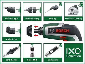 Bosch Home & Garden Akku-Schrauber IXO 7, 5,5 Nm, mit 10 Standard-Schrauberbits, Bit-Halter und Aufbewahrungsbox