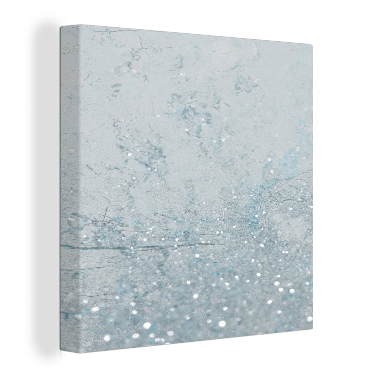 OneMillionCanvasses® Leinwandbild Marmor - Blau - Glitter, (1 St), Leinwand Bilder für Wohnzimmer Schlafzimmer