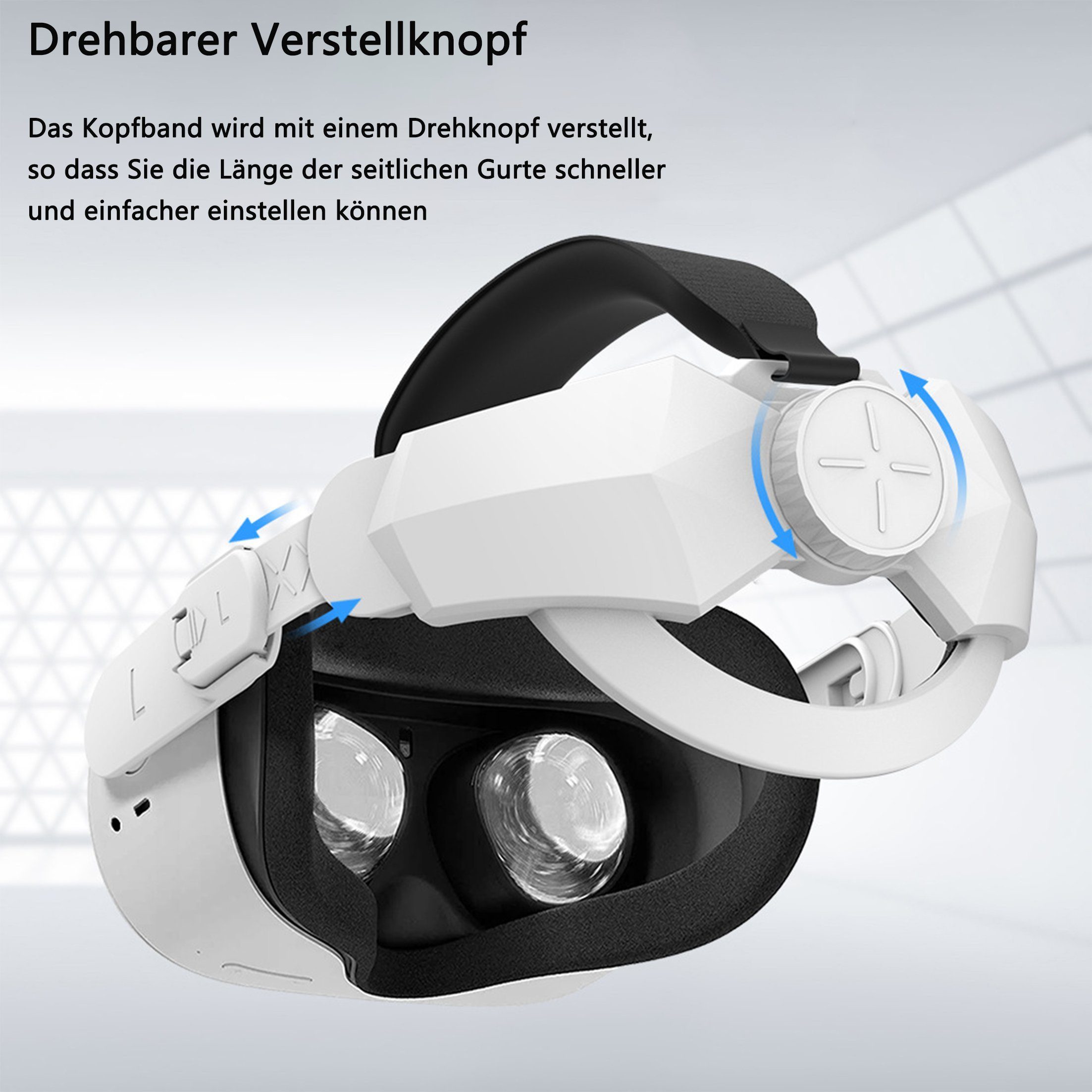 KINSI Verstellbarer Elite Strap für Oculus Quest 2 - VR-Brille Zubehör Virtual-Reality-Helm (Komfortables & langlebiges Kopfband)