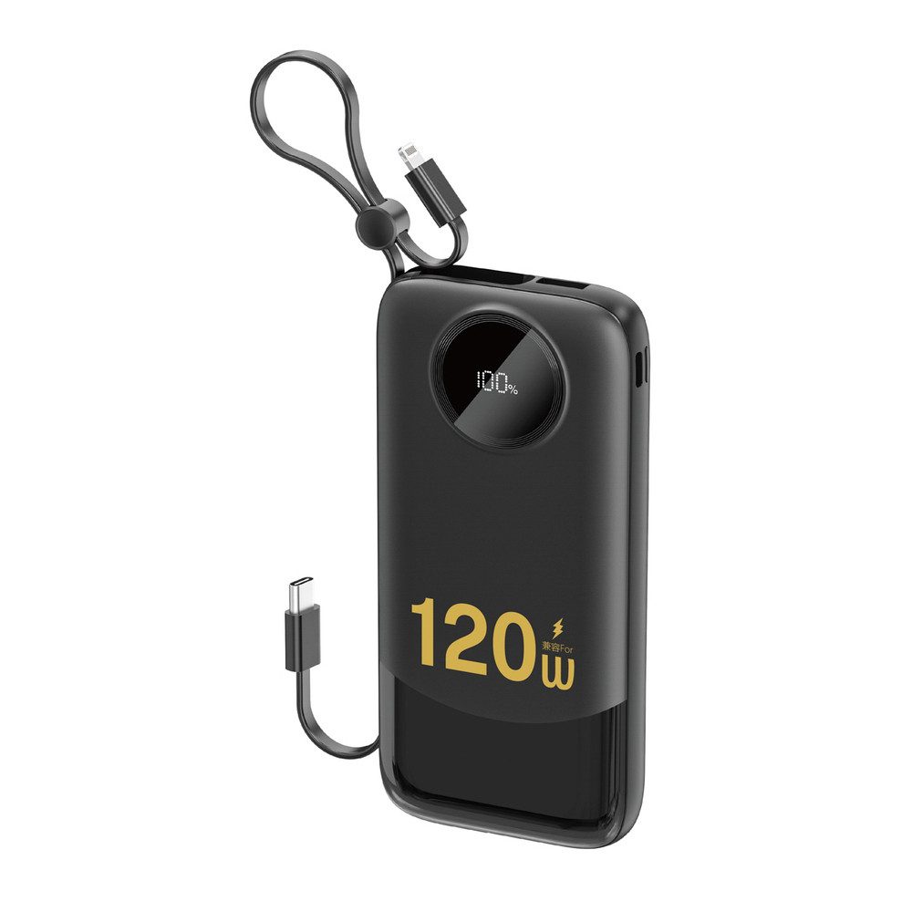 Dudao Akkupack Ladekabel Powerbank 10000 mAh (1 St), Eingebaute Kabel, Schnellladung, LED-Anzeige